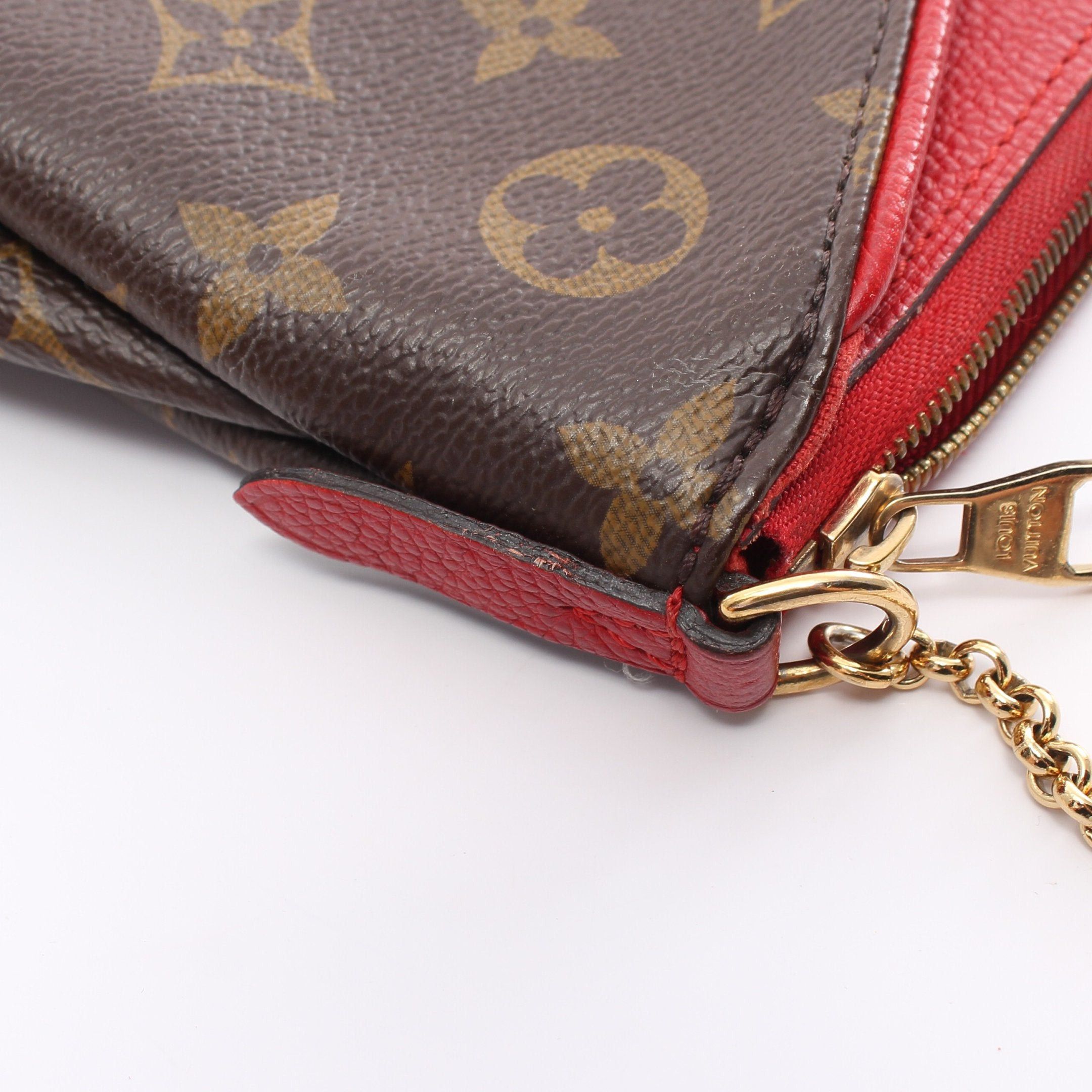 Louis Vuitton Louis Vuitton Pallas Clutch Monogram Cerise Chain Handbag Leather Brown Red Size ONE SIZE - 9 Thumbnail