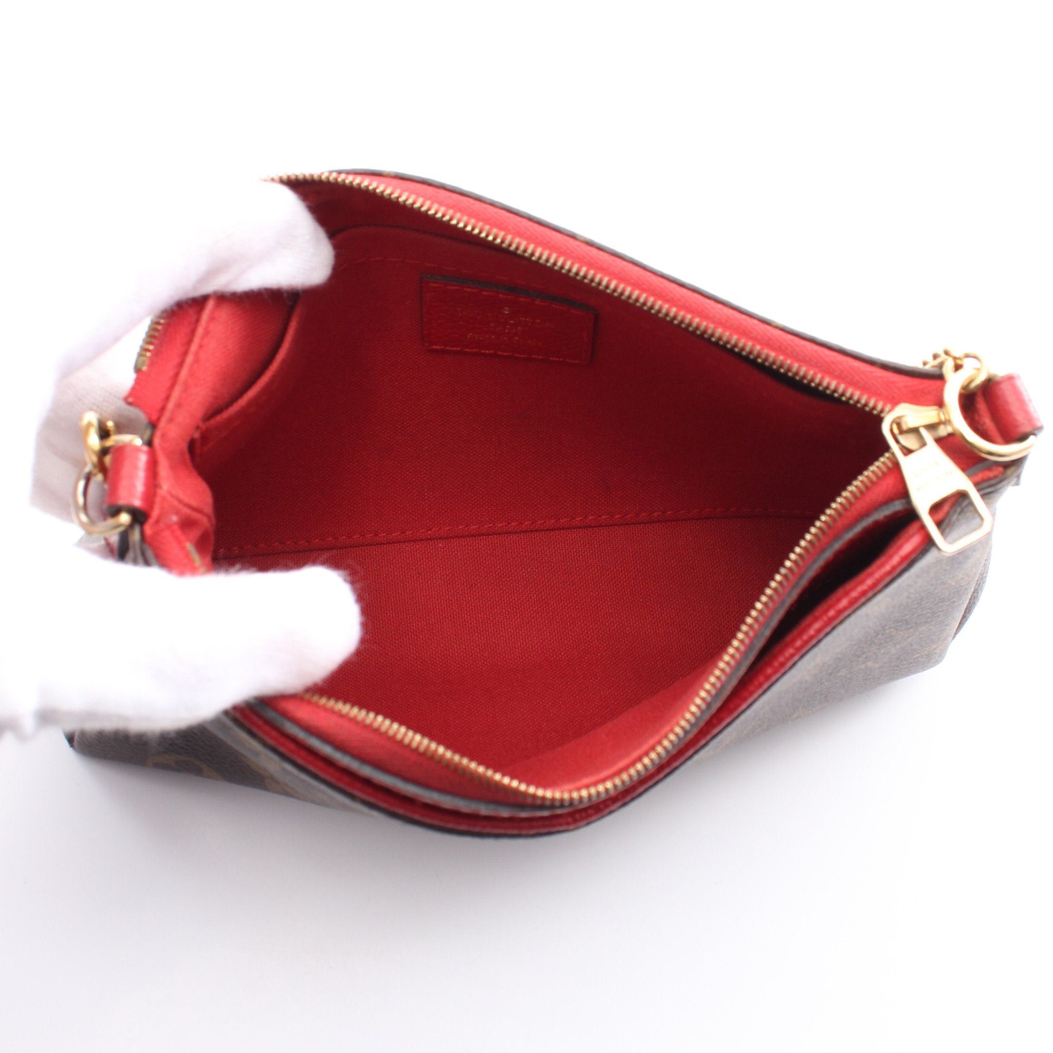 Louis Vuitton Louis Vuitton Pallas Clutch Monogram Cerise Chain Handbag Leather Brown Red Size ONE SIZE - 3 Thumbnail