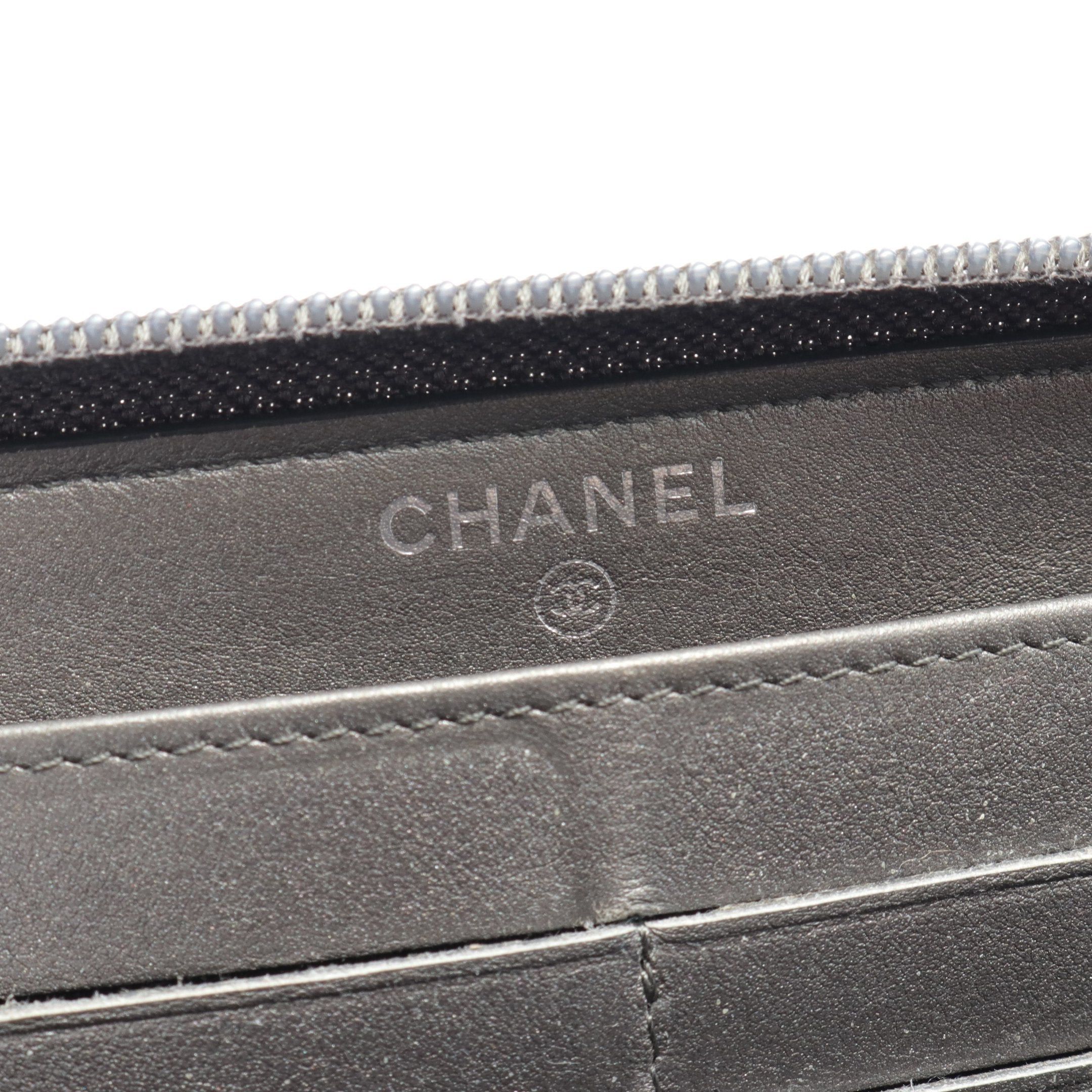 Chanel Chanel Coco Mark Round Zipper Long Wallet Caviar Skin Dark Gray Silver Hardware Size ONE SIZE - 4 Thumbnail