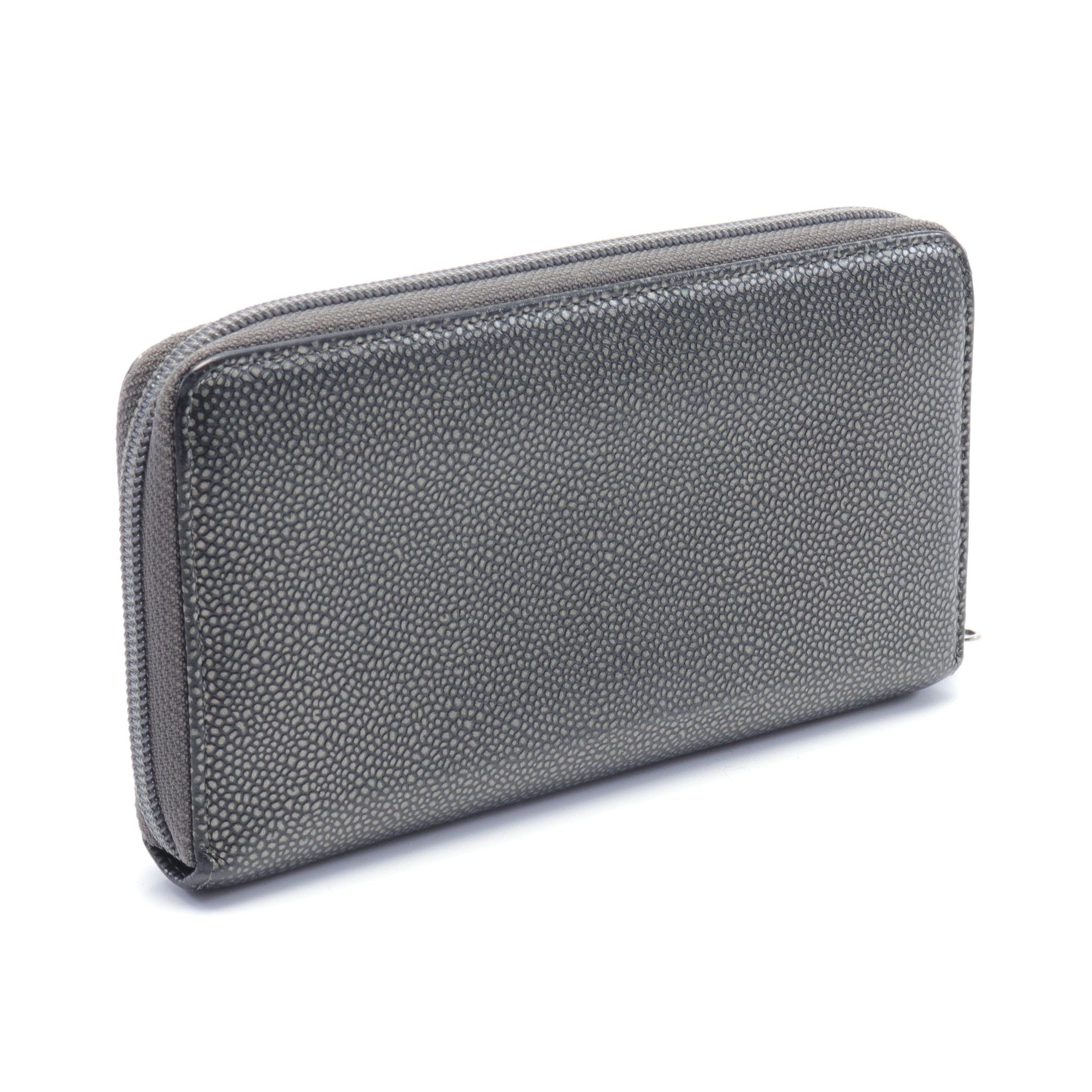 Chanel Chanel Coco Mark Round Zipper Long Wallet Caviar Skin Dark Gray Silver Hardware Size ONE SIZE - 2 Thumbnail