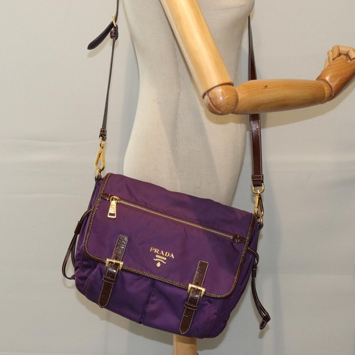 Prada Tessuto Purple Synthetic Shoulder Bag (Pre-Owned) Size ONE SIZE - 8 Thumbnail
