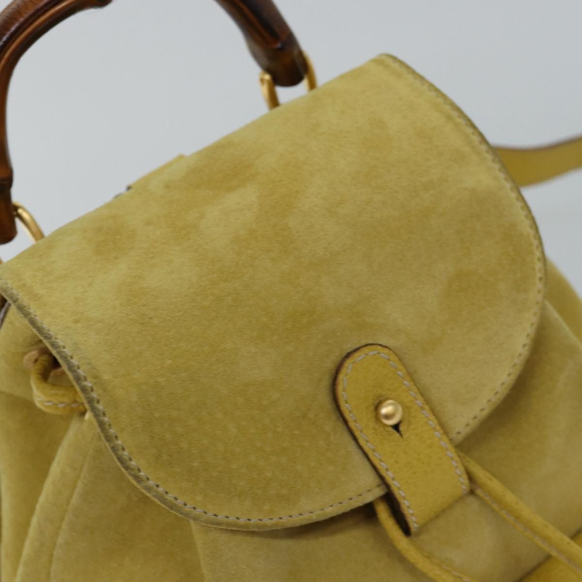 Gucci Bamboo Yellow Suede Backpack Bag (Pre-Owned) Size ONE SIZE - 10 Thumbnail