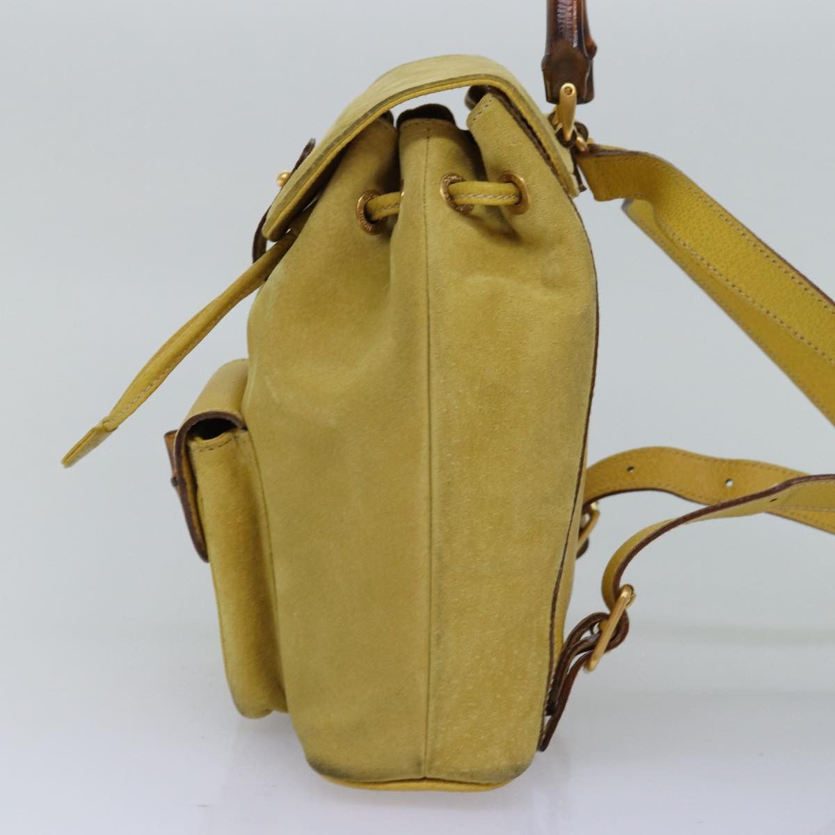 Gucci Bamboo Yellow Suede Backpack Bag (Pre-Owned) Size ONE SIZE - 4 Thumbnail