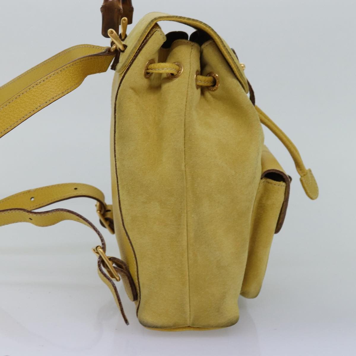 Gucci Bamboo Yellow Suede Backpack Bag (Pre-Owned) Size ONE SIZE - 9 Thumbnail