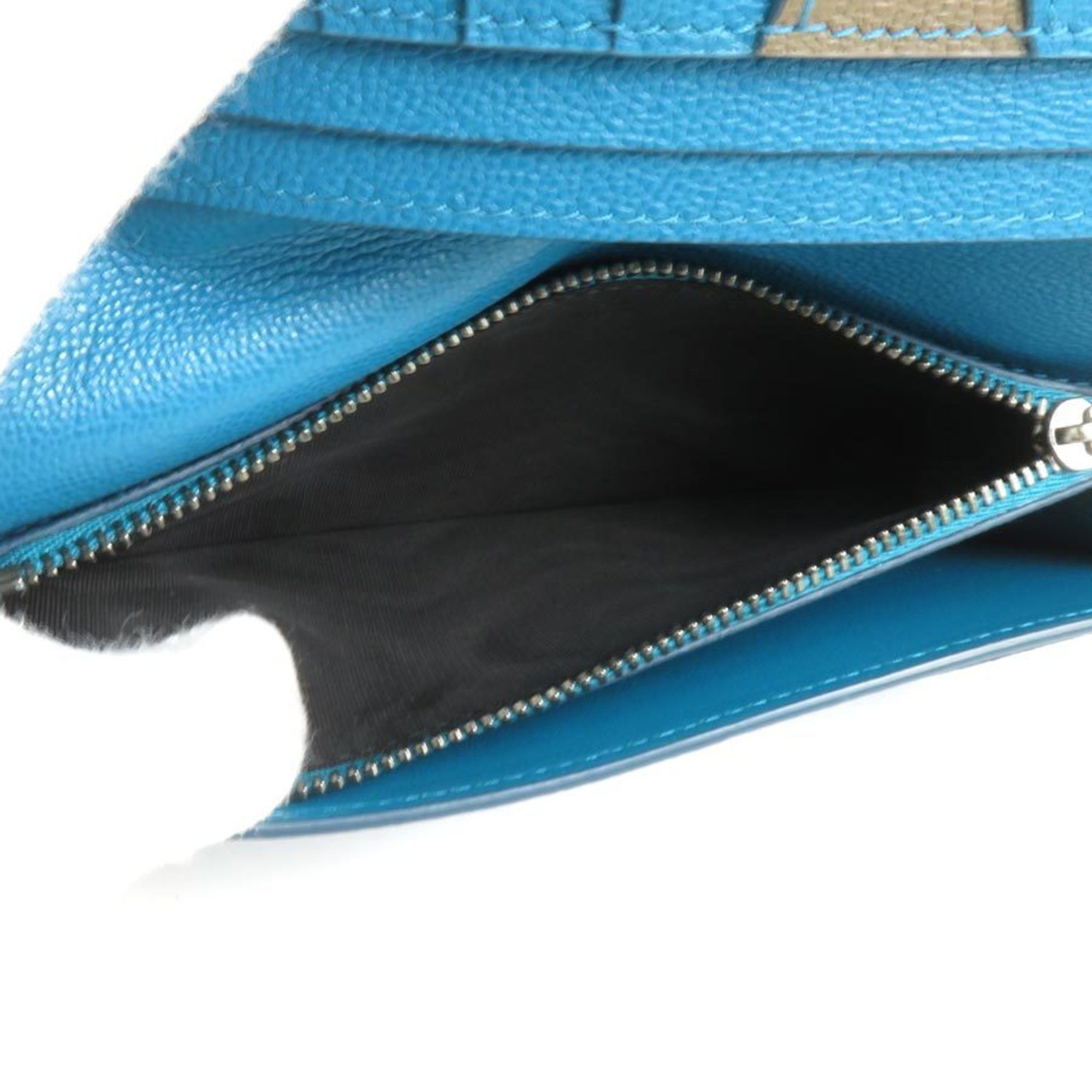 Bvlgari BVLGARI bi-fold long wallet leather khaki brown x turquoise blue men's h30490k Size ONE SIZE - 4 Thumbnail