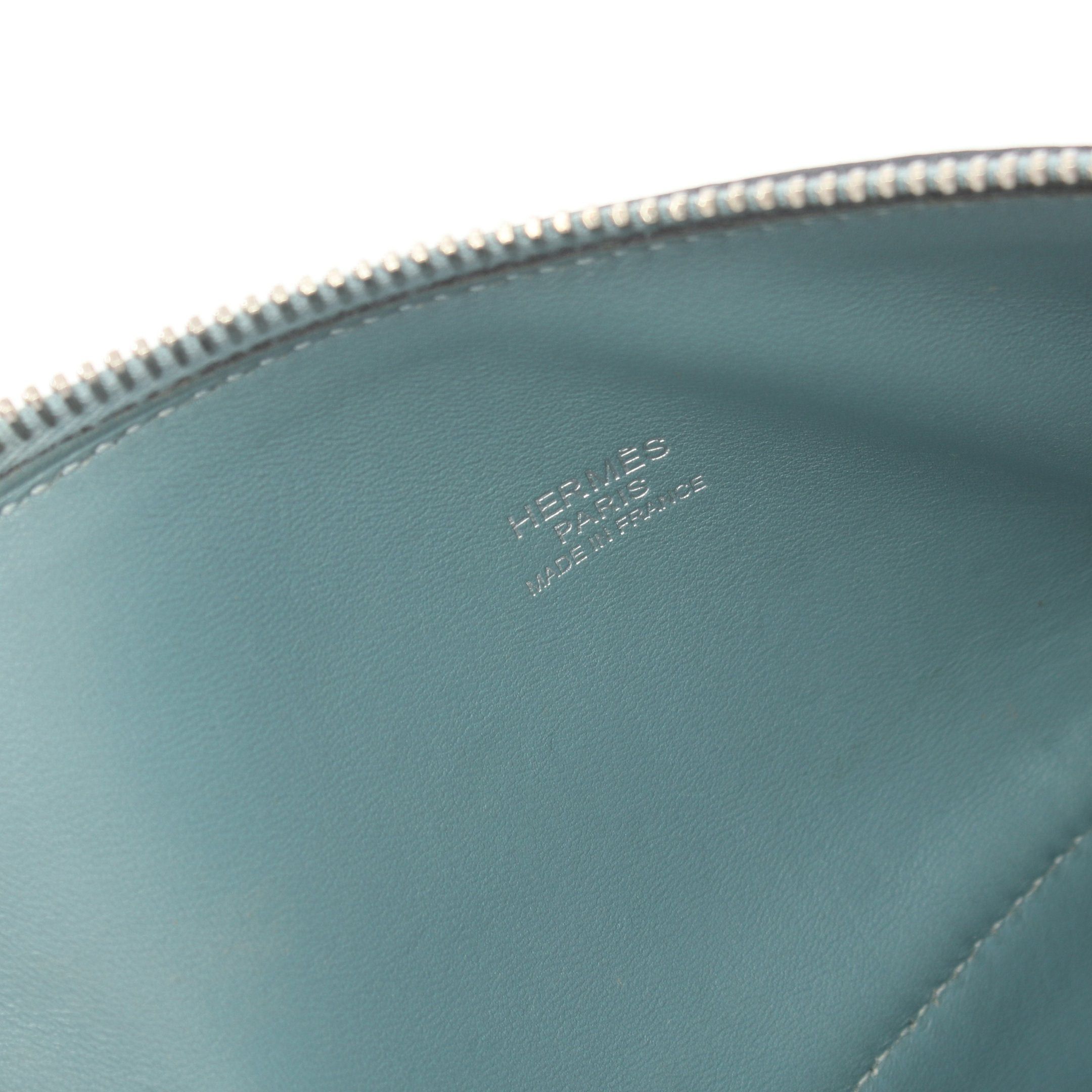 Hermes Hermes Bolide 31 Blue Lin Handbag Clemence Leather Light Silver Hardware □M Stamp (Manufactured Around 2009) Size ONE SIZE - 4 Thumbnail