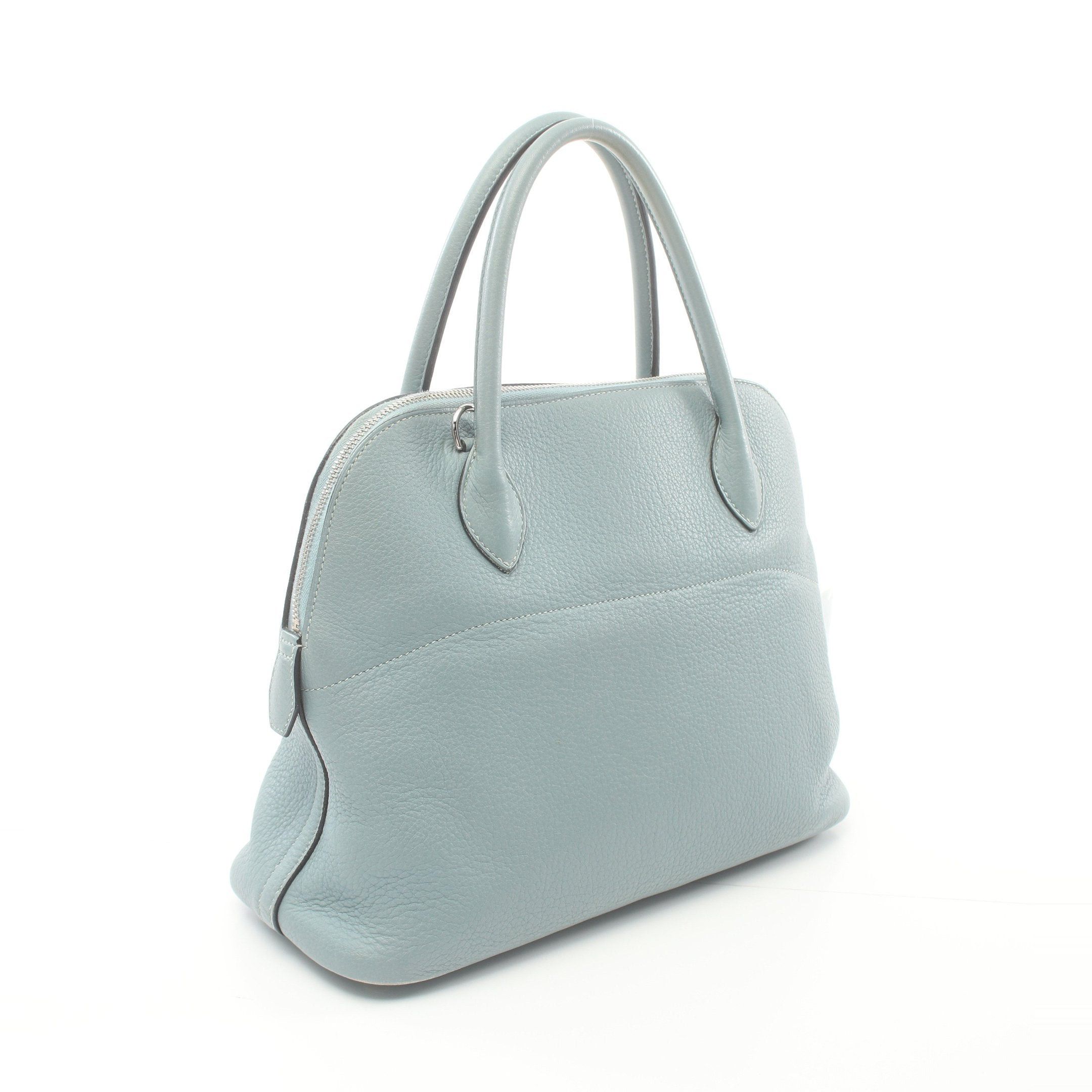 Hermes Hermes Bolide 31 Blue Lin Handbag Clemence Leather Light Silver Hardware □M Stamp (Manufactured Around 2009) Size ONE SIZE - 2 Thumbnail