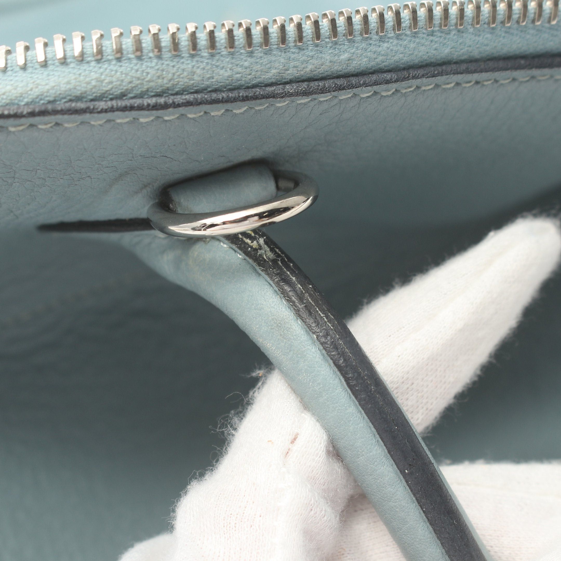 Hermes Hermes Bolide 31 Blue Lin Handbag Clemence Leather Light Silver Hardware □M Stamp (Manufactured Around 2009) Size ONE SIZE - 9 Thumbnail