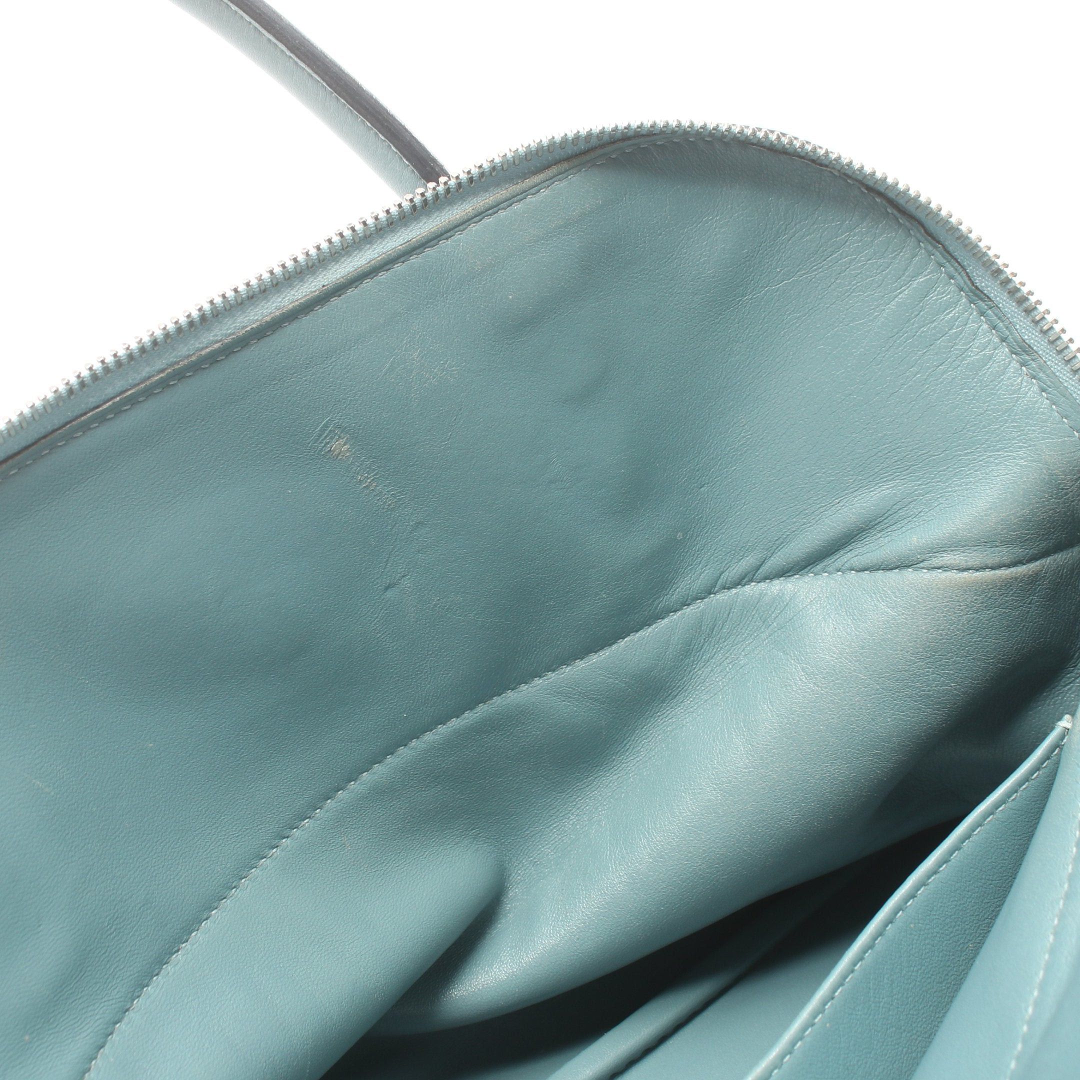Hermes Hermes Bolide 31 Blue Lin Handbag Clemence Leather Light Silver Hardware □M Stamp (Manufactured Around 2009) Size ONE SIZE - 7 Thumbnail