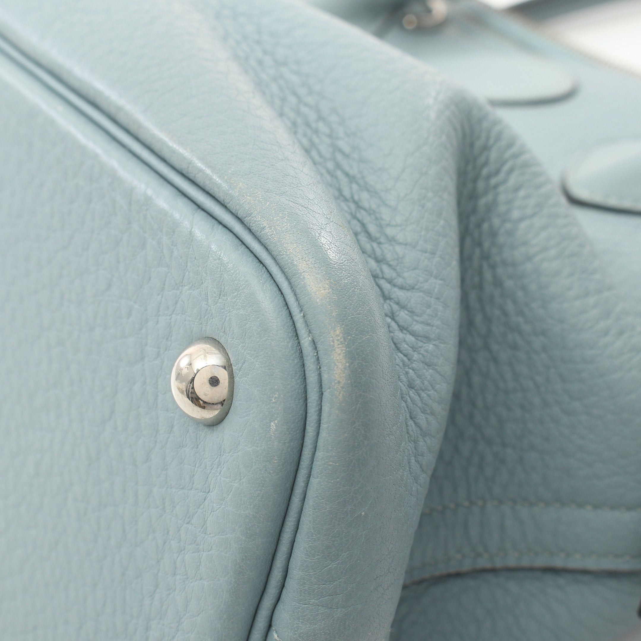 Hermes Hermes Bolide 31 Blue Lin Handbag Clemence Leather Light Silver Hardware □M Stamp (Manufactured Around 2009) Size ONE SIZE - 6 Thumbnail