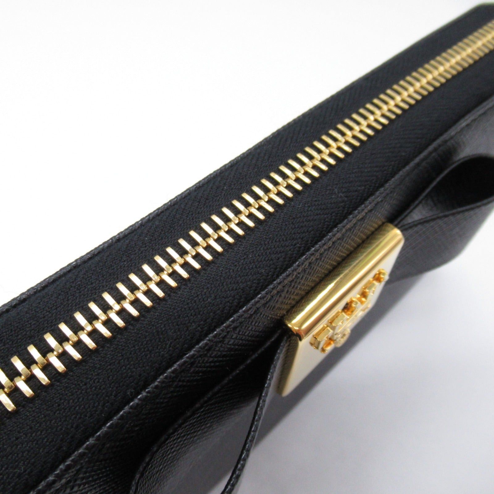 Prada Prada Round Long Wallet Zipper Saffiano Leather Black Size ONE SIZE - 7 Thumbnail