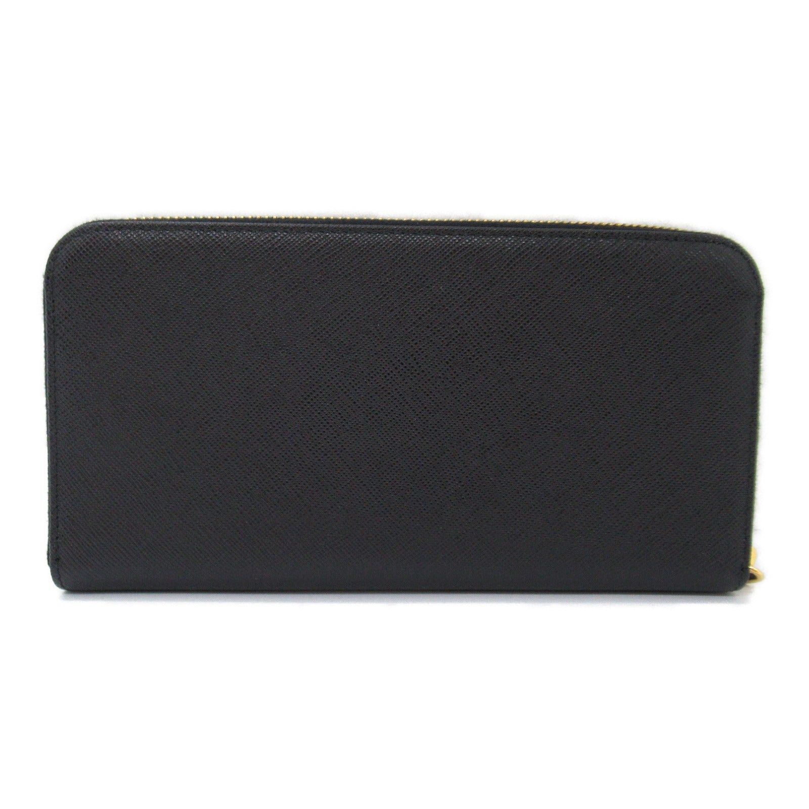 Prada Prada Round Long Wallet Zipper Saffiano Leather Black Size ONE SIZE - 2 Thumbnail