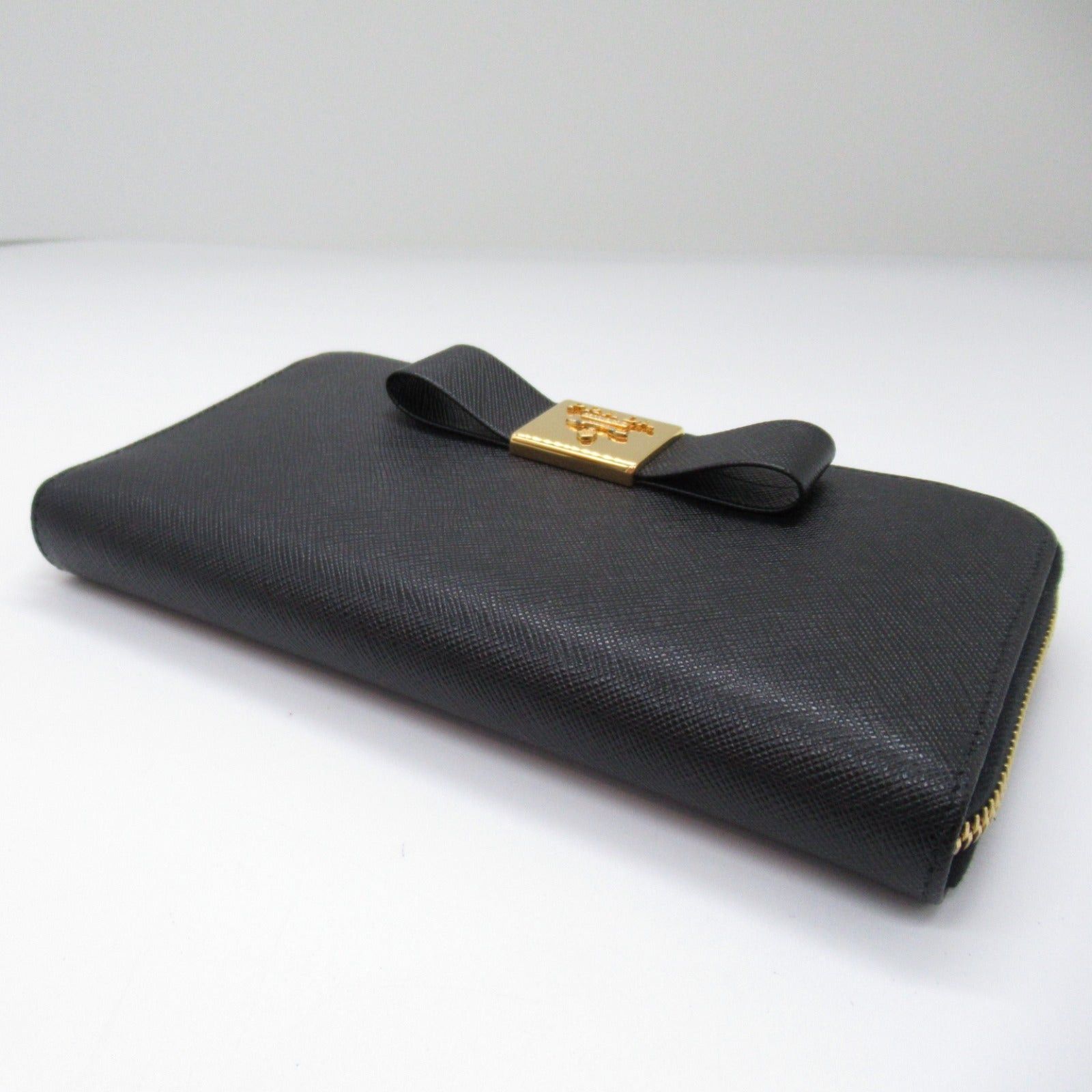Prada Prada Round Long Wallet Zipper Saffiano Leather Black Size ONE SIZE - 5 Thumbnail