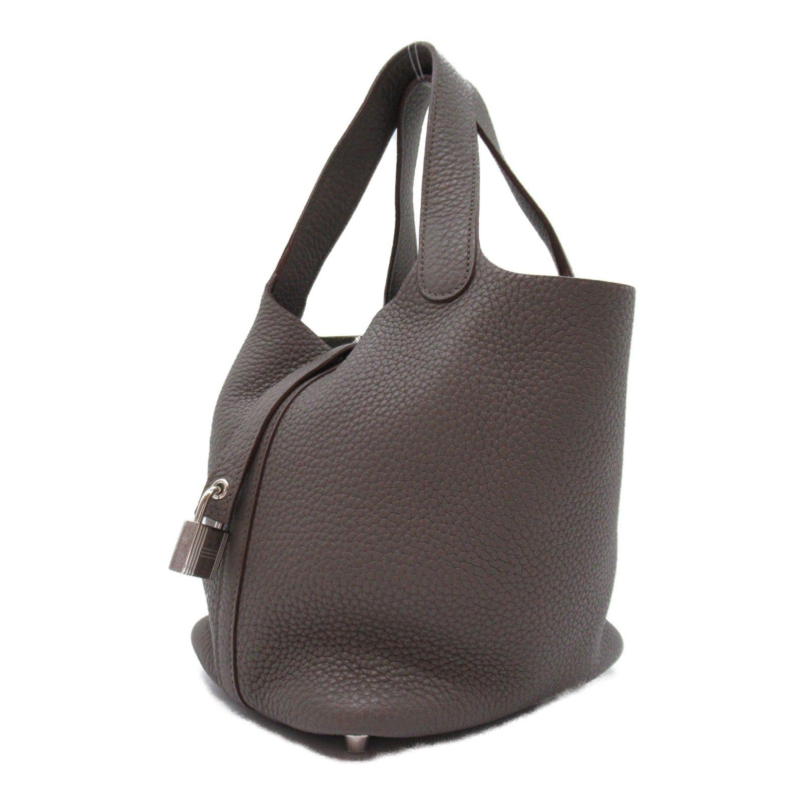 Hermes Hermes Picotan Lock Pm Taupe Handbag Calfskin (Cowhide) Clemence Leather Gray Silver Hardware □O Stamp Size ONE SIZE - 3 Thumbnail