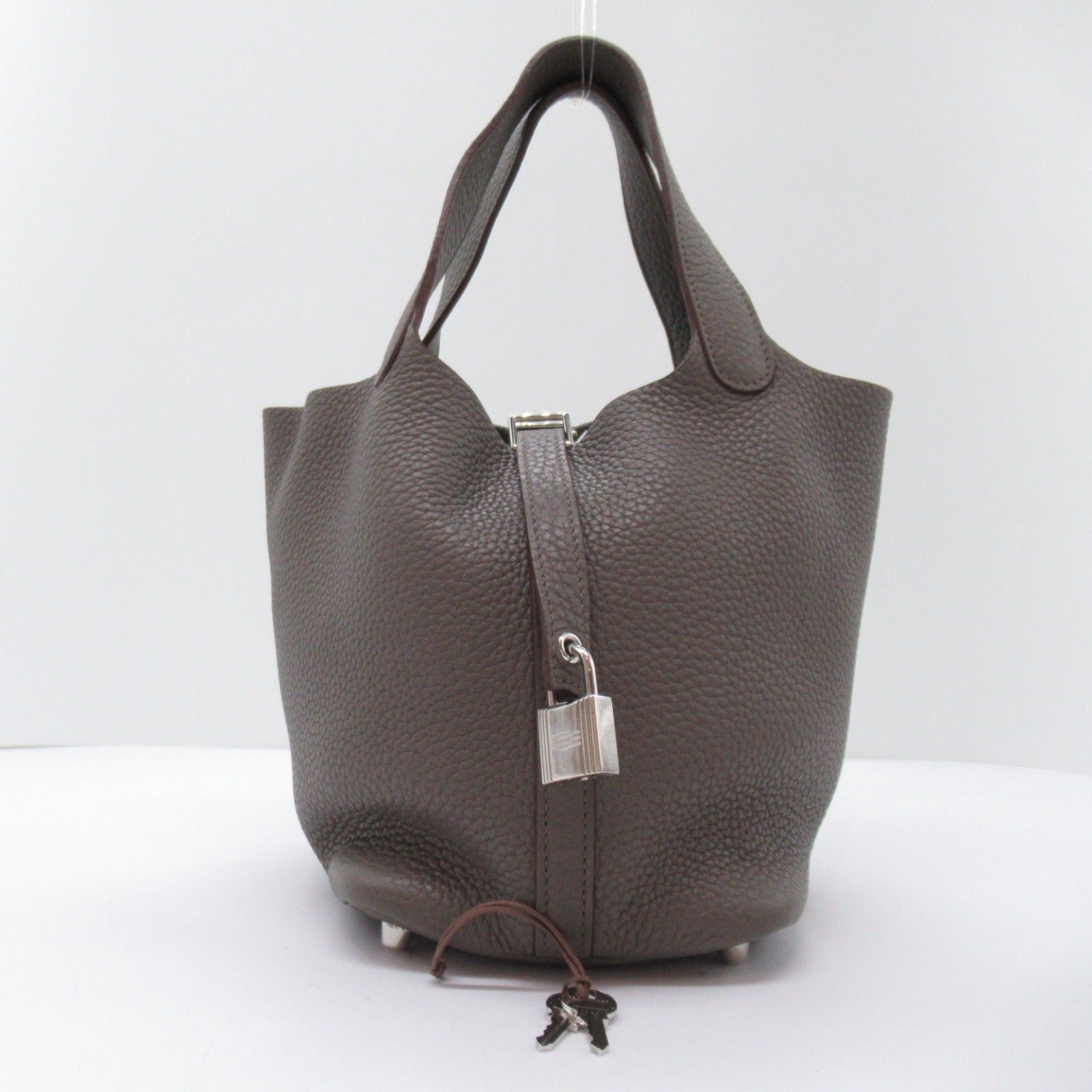 Hermes Hermes Picotan Lock Pm Taupe Handbag Calfskin (Cowhide) Clemence Leather Gray Silver Hardware □O Stamp Size ONE SIZE - 6 Thumbnail