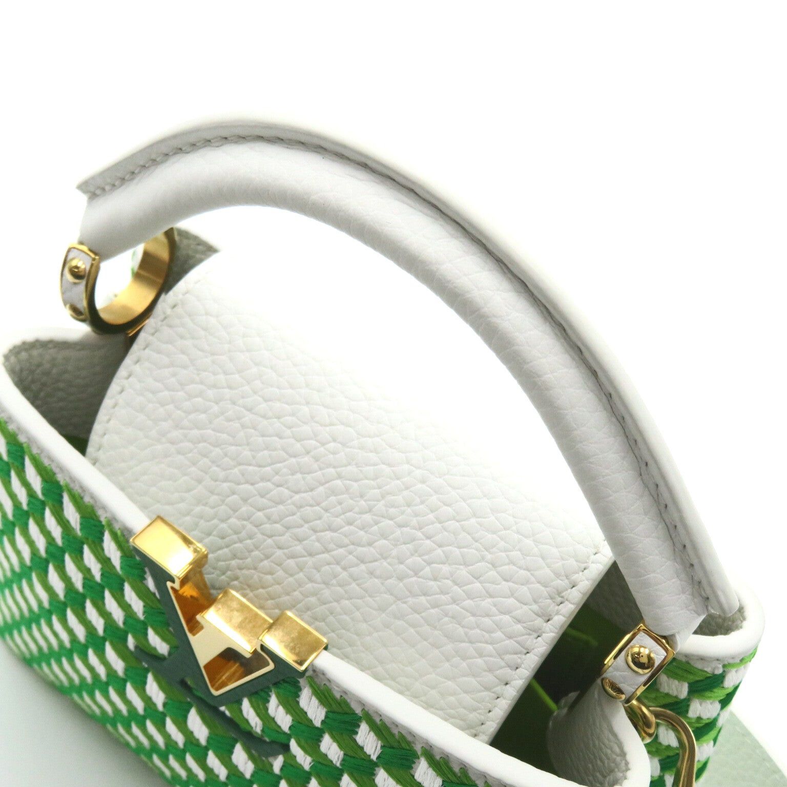 Louis Vuitton Louis Vuitton Capucines Mini Shoulder Bag Leather Taurillon White Green Bron/Vert Size ONE SIZE - 6 Thumbnail
