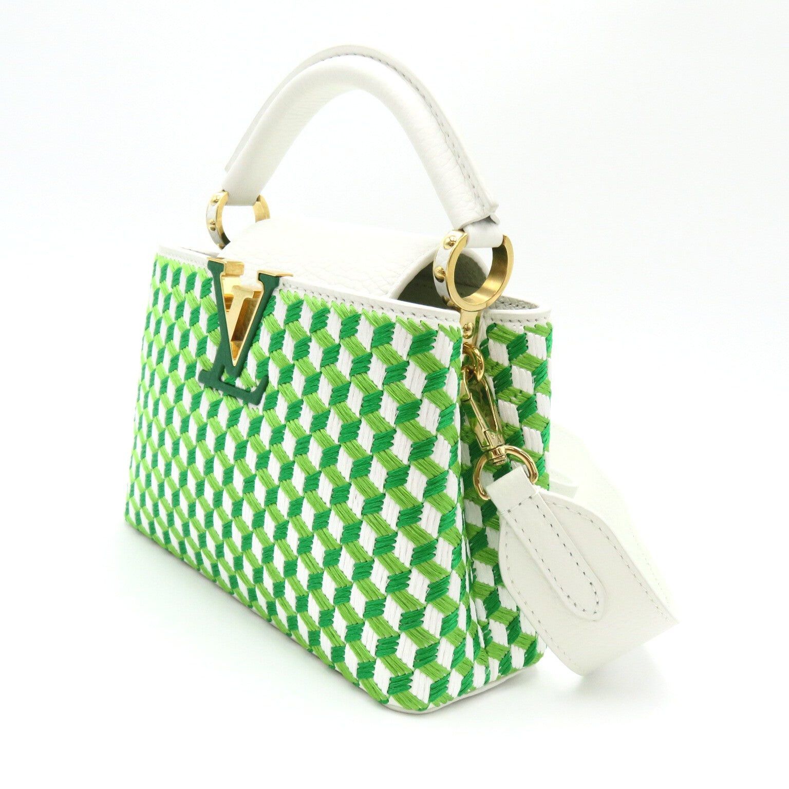 Louis Vuitton Louis Vuitton Capucines Mini Shoulder Bag Leather Taurillon White Green Bron/Vert Size ONE SIZE - 3 Thumbnail