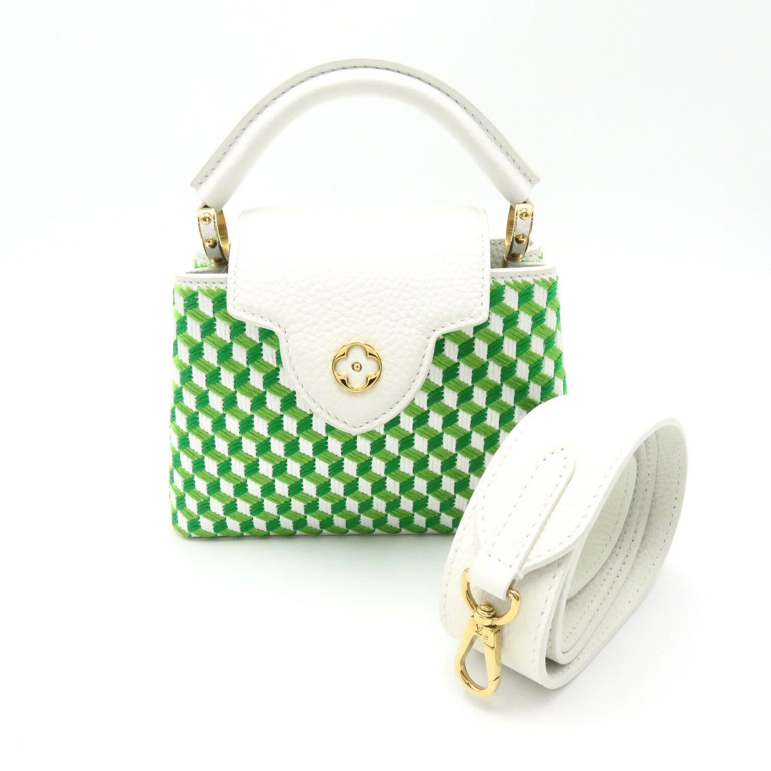 Louis Vuitton Louis Vuitton Capucines Mini Shoulder Bag Leather Taurillon White Green Bron/Vert Size ONE SIZE - 9 Thumbnail