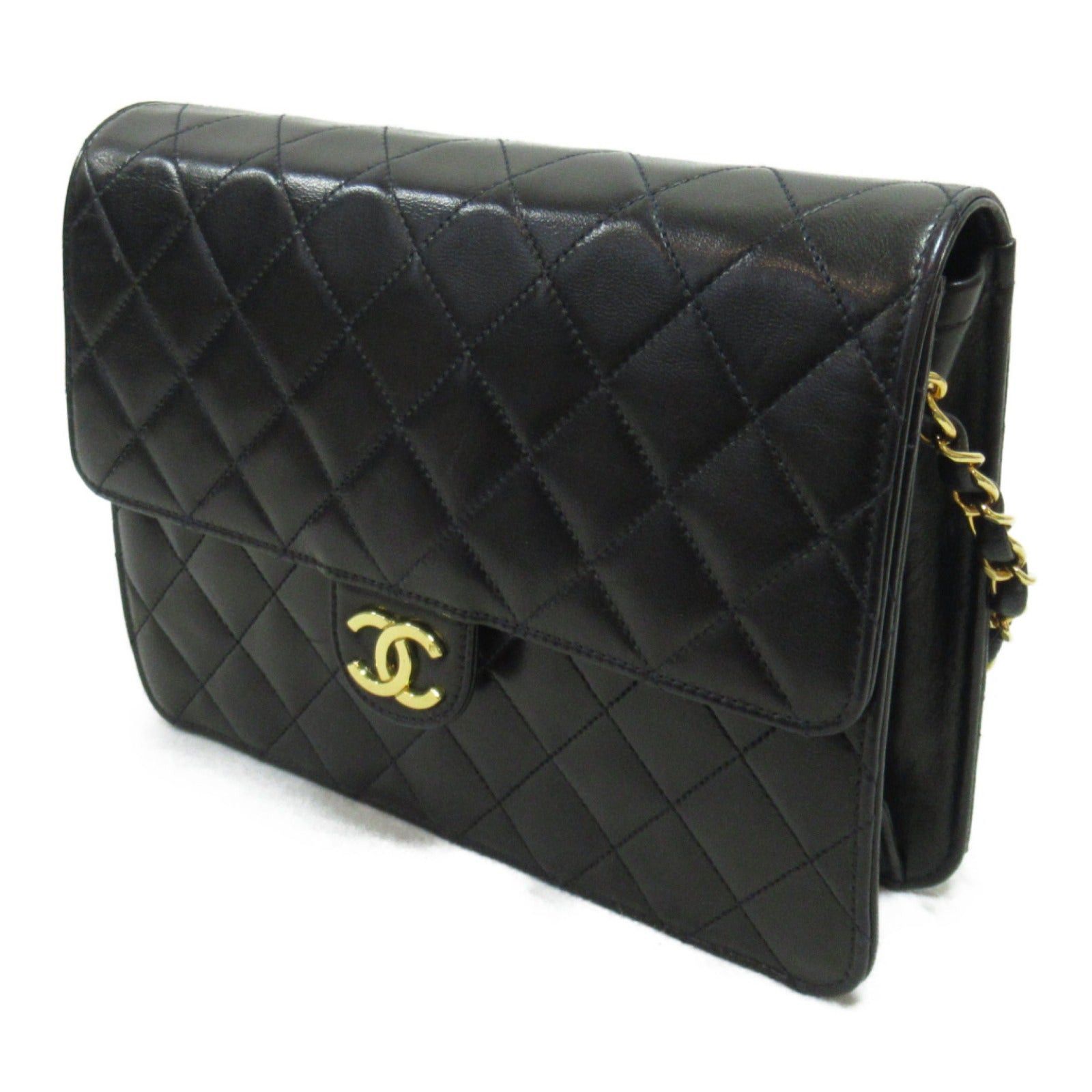 Chanel Chanel Matelasse Push Lock Chain Shoulder Bag Lambskin (Sheepskin) Black Gold Hardware Size ONE SIZE - 3 Thumbnail