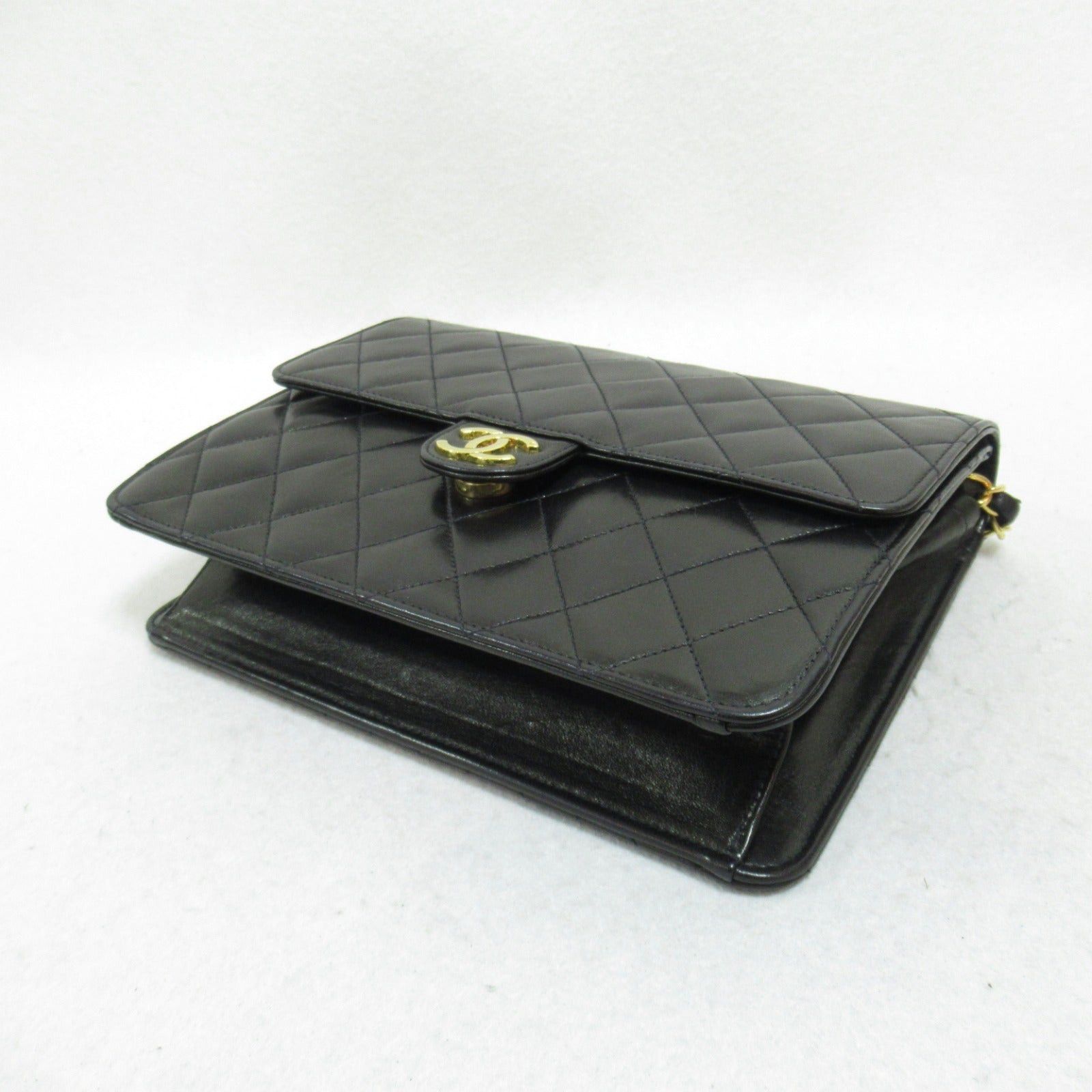 Chanel Chanel Matelasse Push Lock Chain Shoulder Bag Lambskin (Sheepskin) Black Gold Hardware Size ONE SIZE - 4 Thumbnail