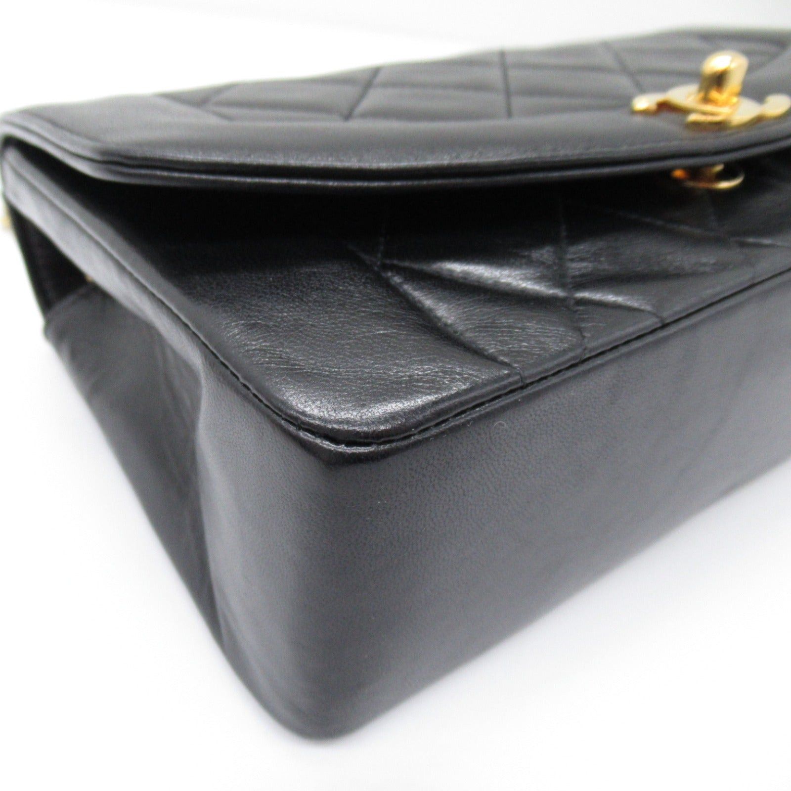 Chanel Chanel Matelasse Diana Chain Shoulder Bag Lambskin (Sheepskin) Black Gold Hardware Size ONE SIZE - 10 Thumbnail
