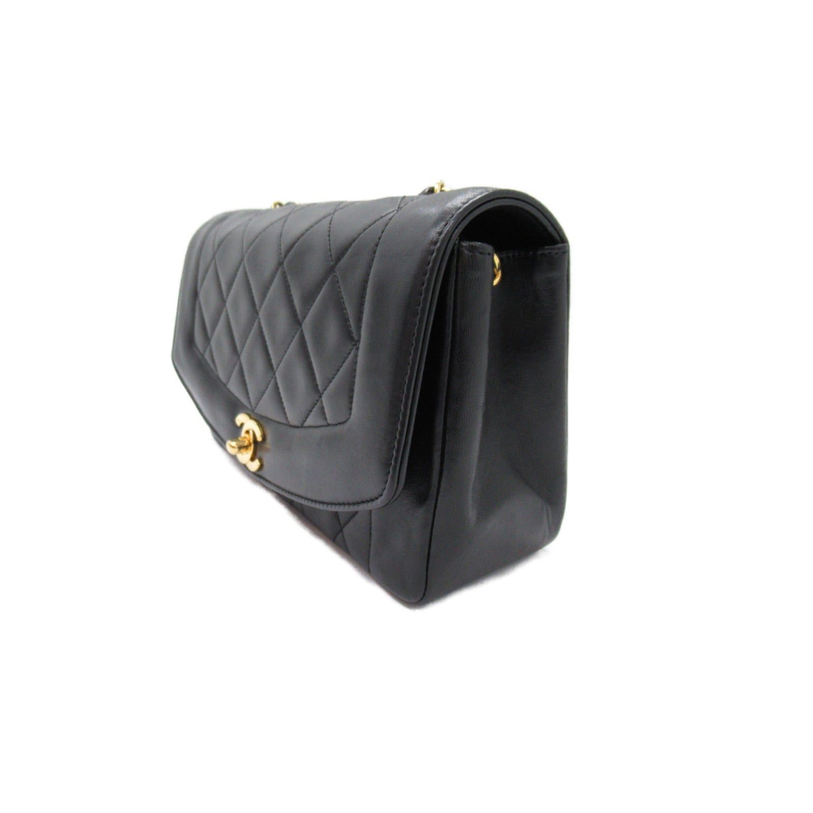 Chanel Chanel Matelasse Diana Chain Shoulder Bag Lambskin (Sheepskin) Black Gold Hardware Size ONE SIZE - 3 Thumbnail