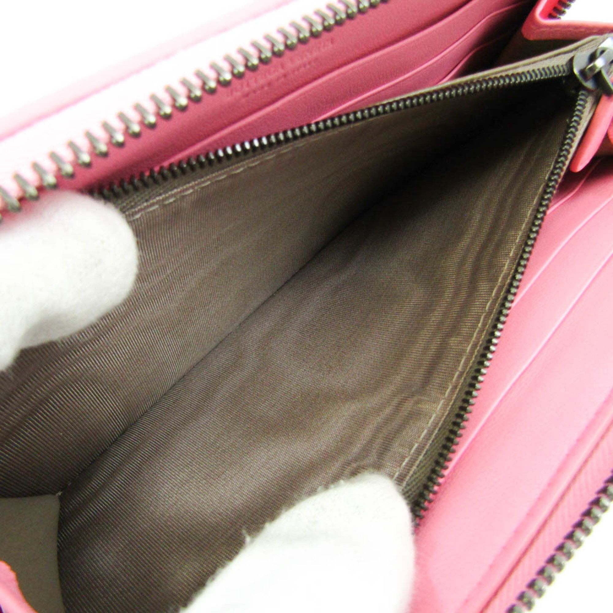 Bottega Veneta Intrecciato Pink Leather Wallet (Pre-Owned) Size ONE SIZE - 3 Thumbnail