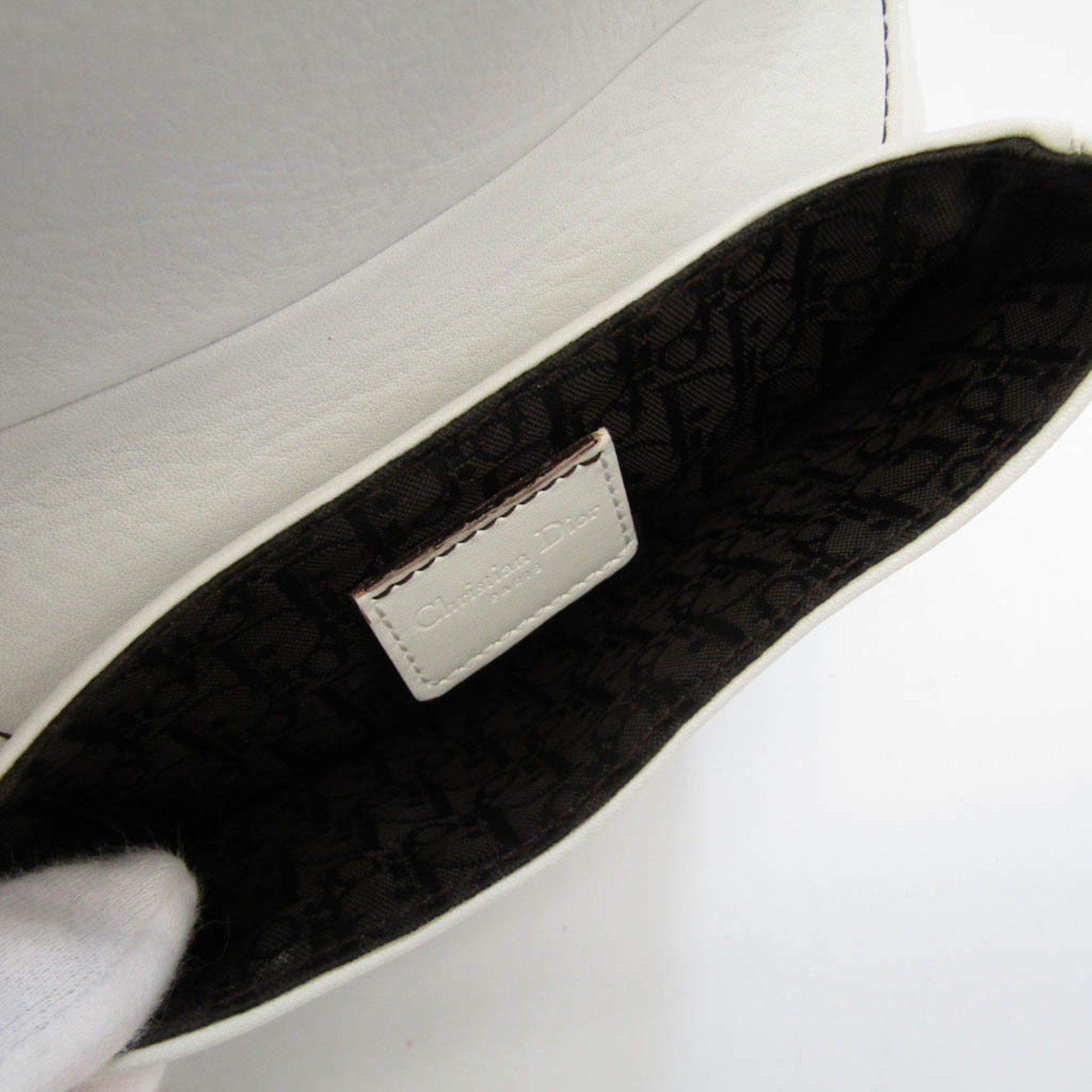 Dior Saddle White Leather Clutch Bag (Pre-Owned) Size ONE SIZE - 3 Thumbnail
