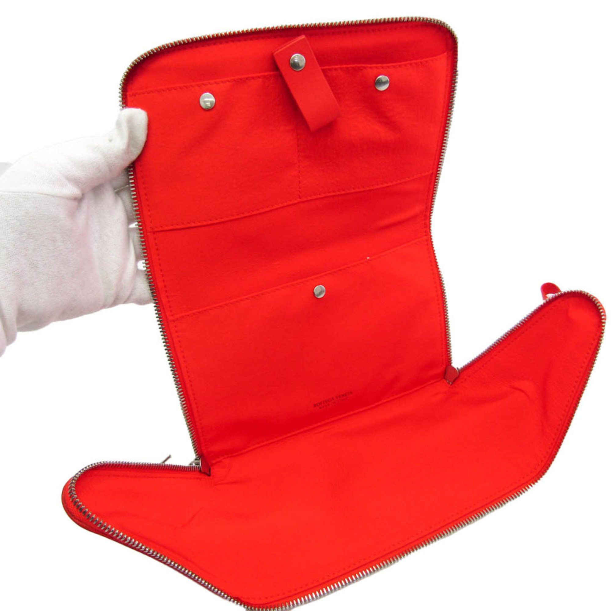Bottega Veneta Organizer Red Leather Clutch Bag (Pre-Owned) Size ONE SIZE - 3 Thumbnail