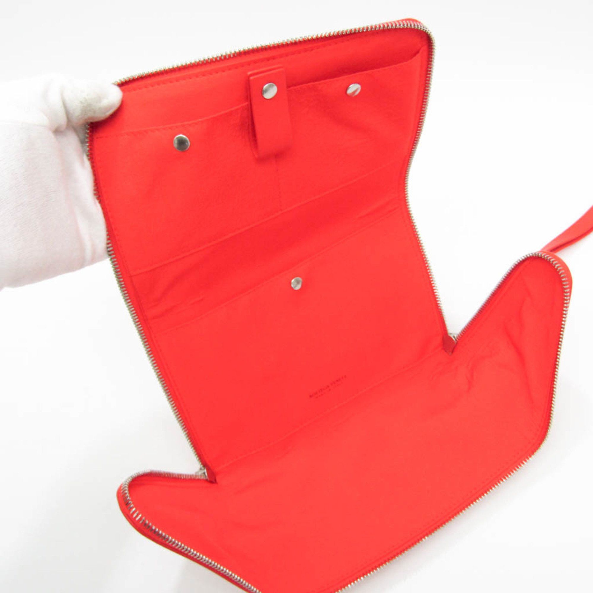 Bottega Veneta Organizer Red Leather Clutch Bag (Pre-Owned) Size ONE SIZE - 3 Thumbnail