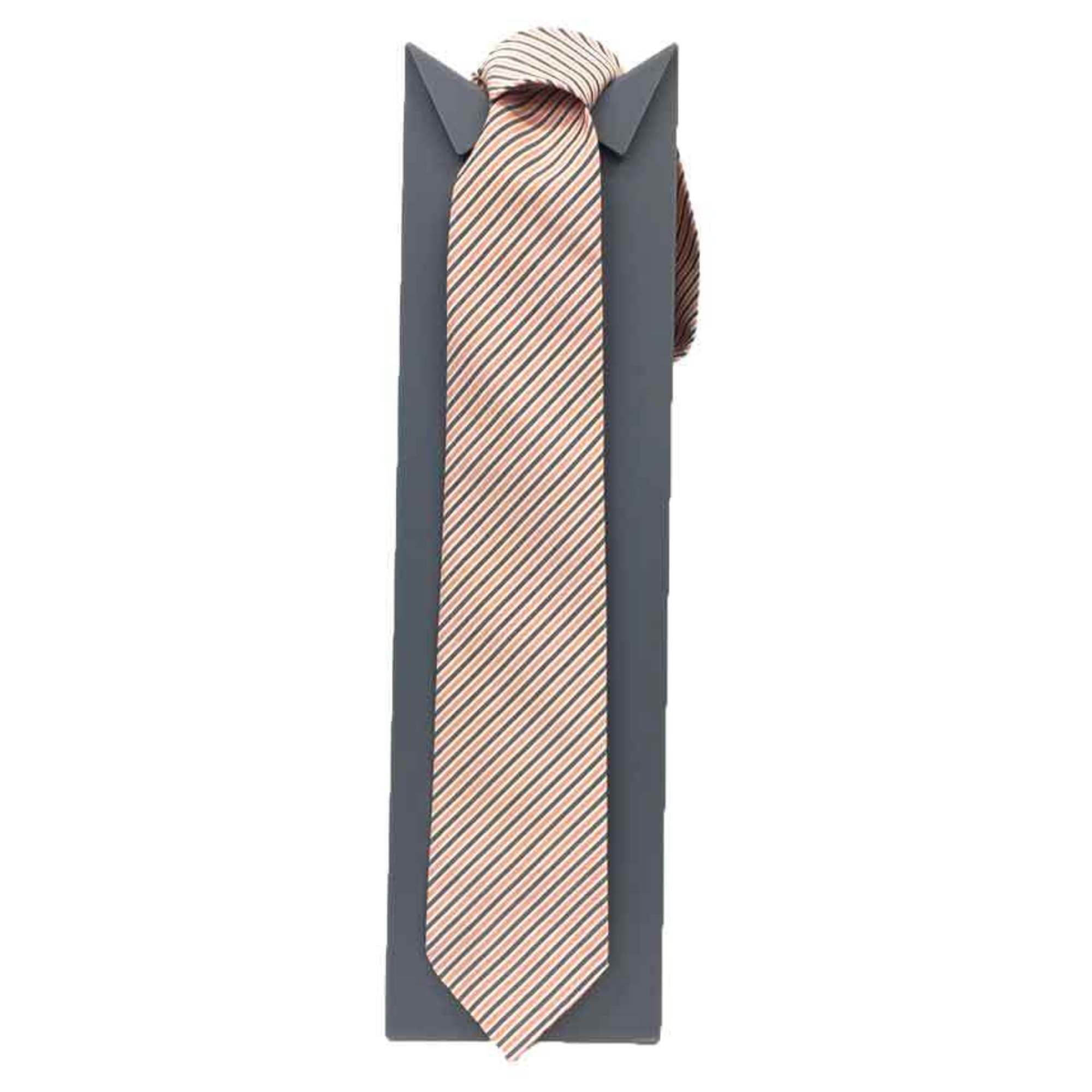 Hermes Hermes tie striped orange x grey cotton silk men's small aq10428 Size ONE SIZE - 2 Thumbnail