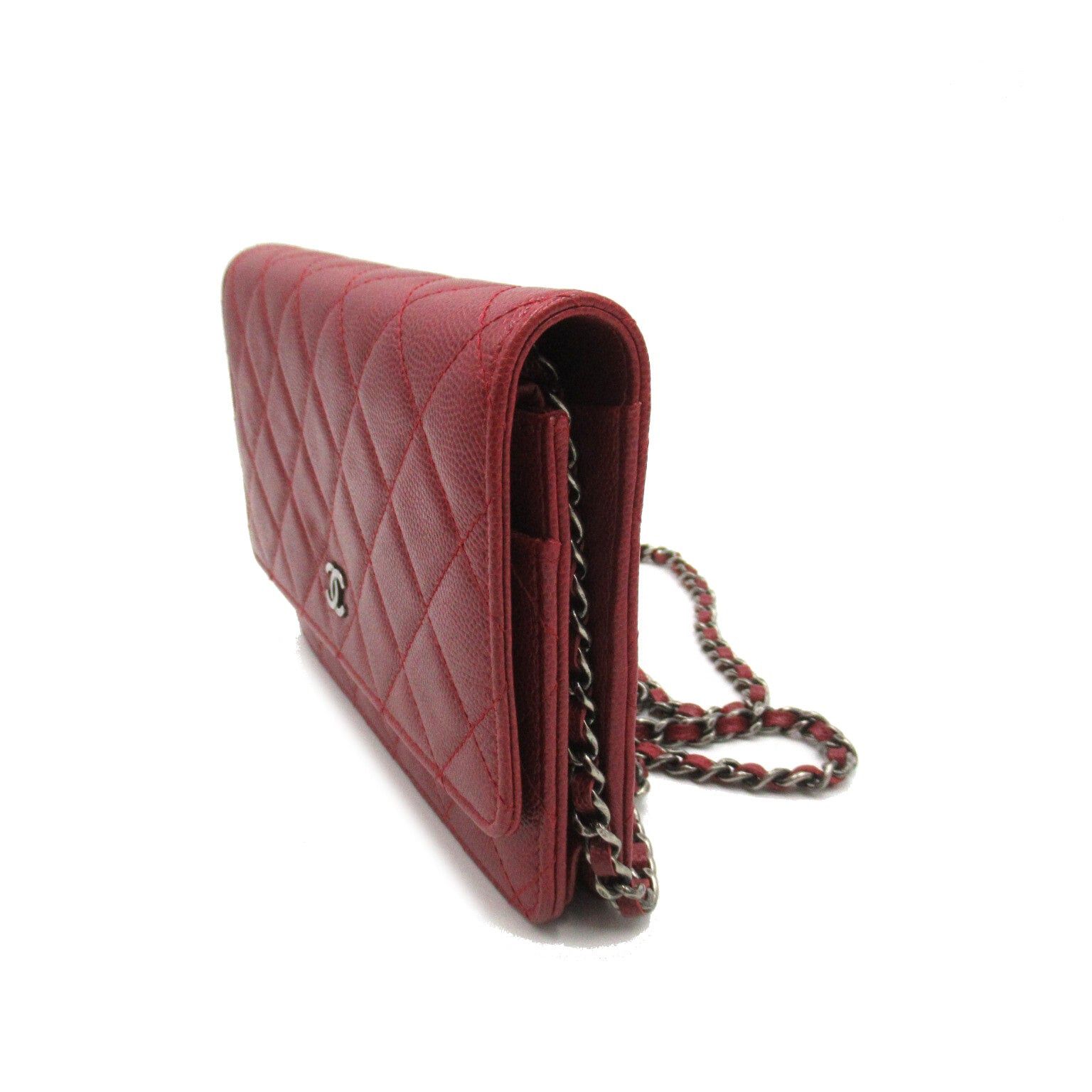 Chanel Chanel Matelasse Chain Wallet Shoulder Bag Caviar Skin (Grained Calf) Bordeaux Silver Hardware Size ONE SIZE - 3 Thumbnail
