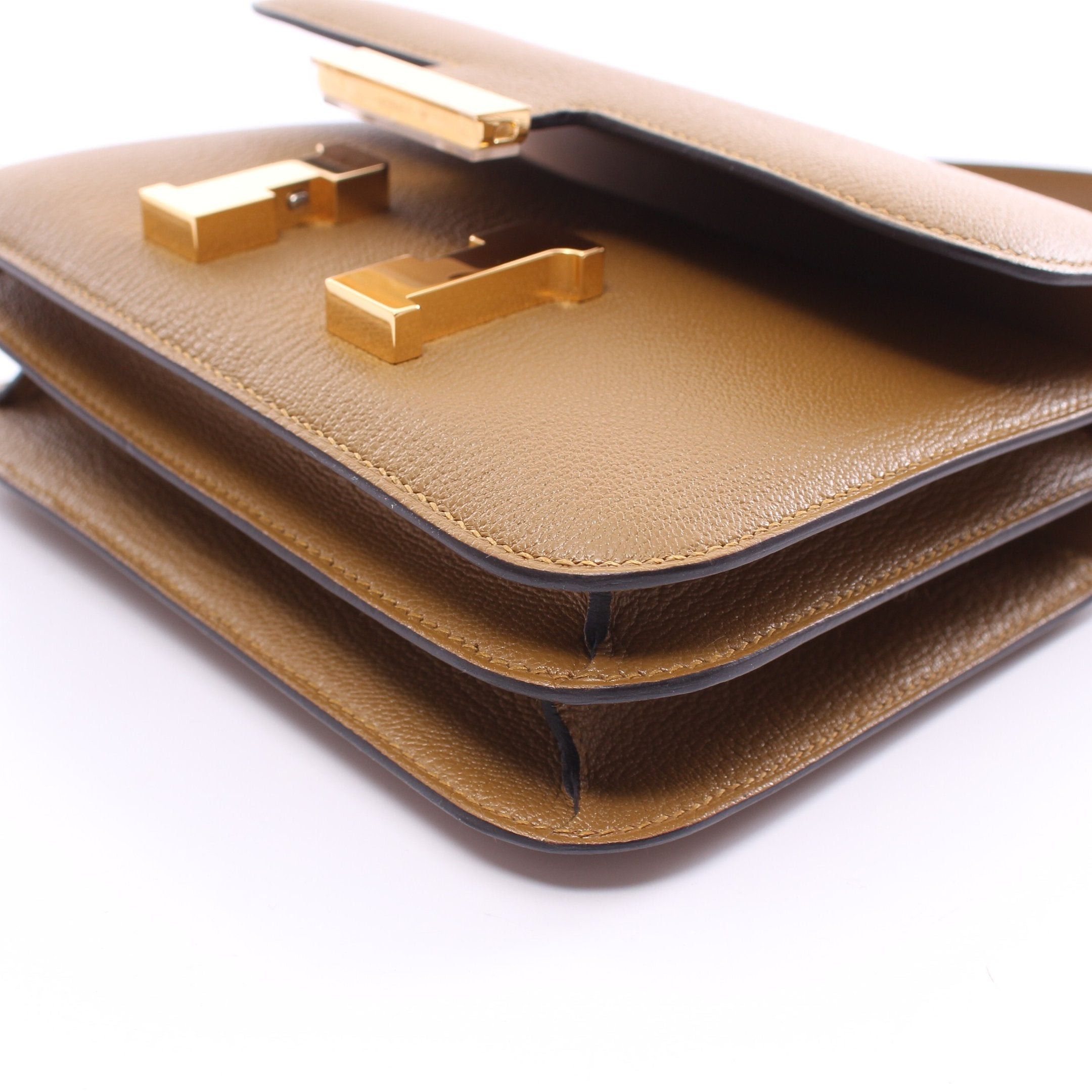 Hermes Hermes Constance Mini Craft Shoulder Bag Chevre Yellow Brown Gold Hardware B Stamp Size ONE SIZE - 7 Thumbnail