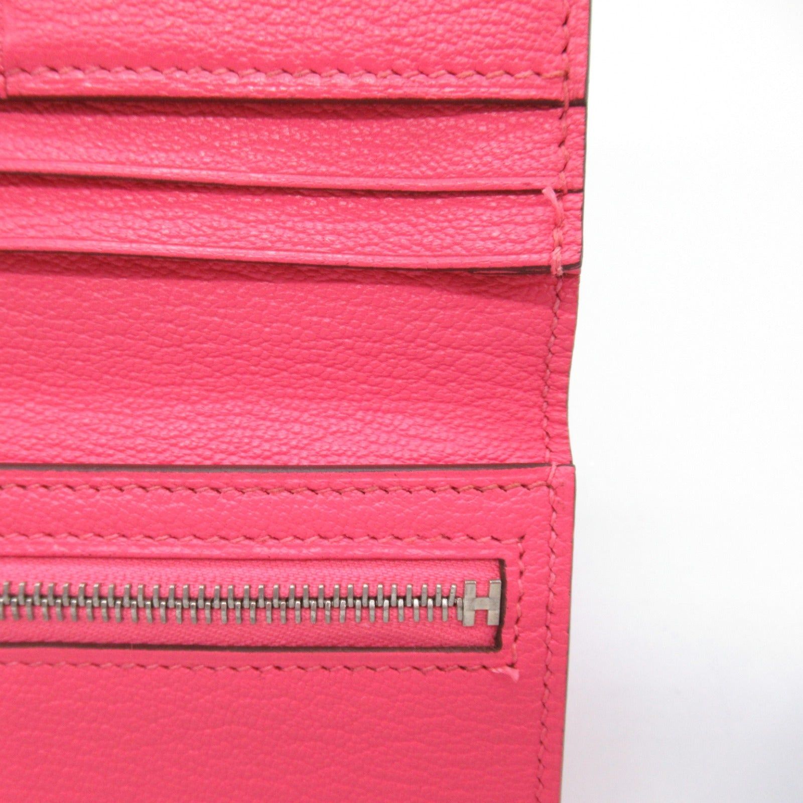 Hermes Hermes Bear Souffle Rose Azalea Bi-Fold Long Wallet Leather Chevre Pink Silver Hardware C Engraved Size ONE SIZE - 9 Thumbnail