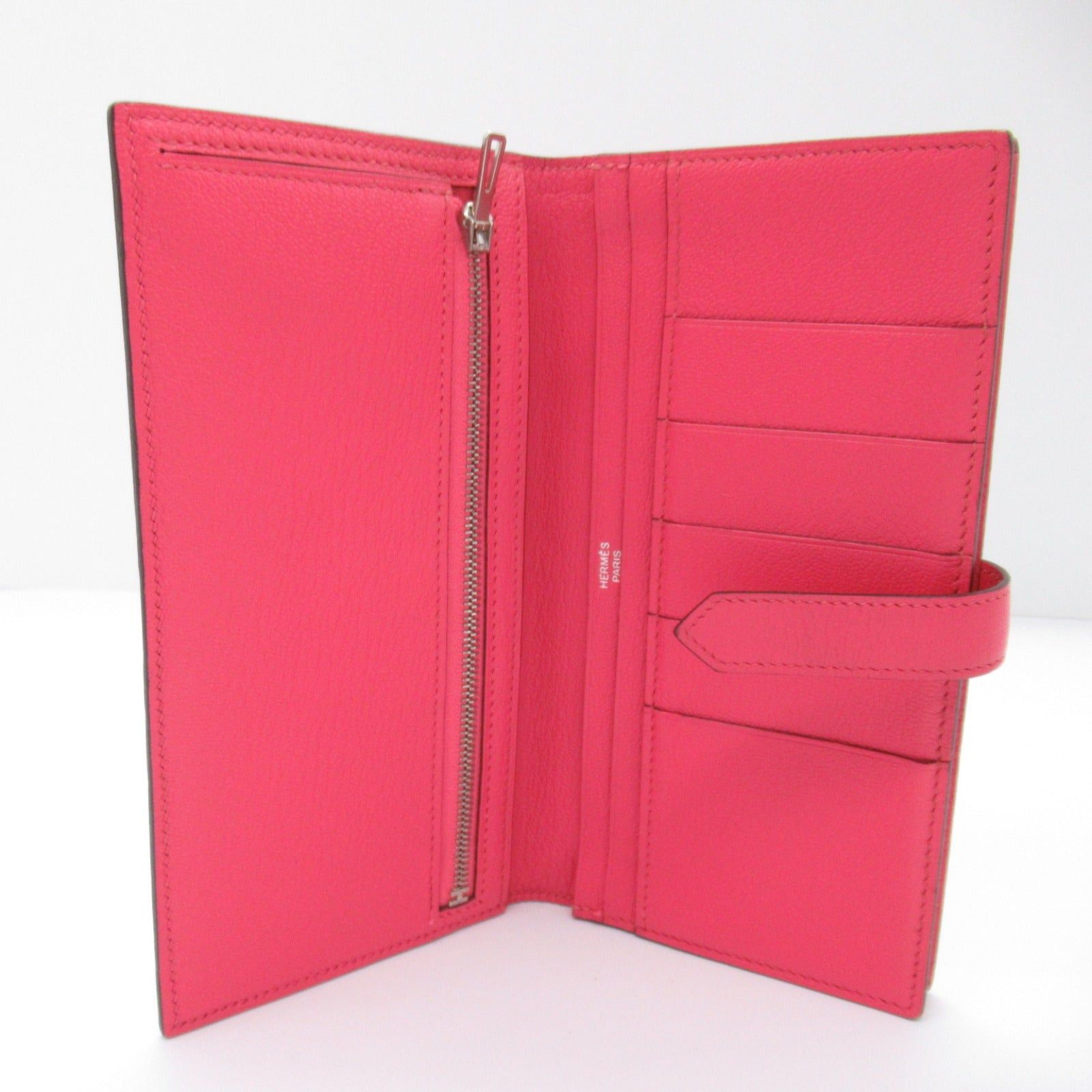 Hermes Hermes Bear Souffle Rose Azalea Bi-Fold Long Wallet Leather Chevre Pink Silver Hardware C Engraved Size ONE SIZE - 3 Thumbnail