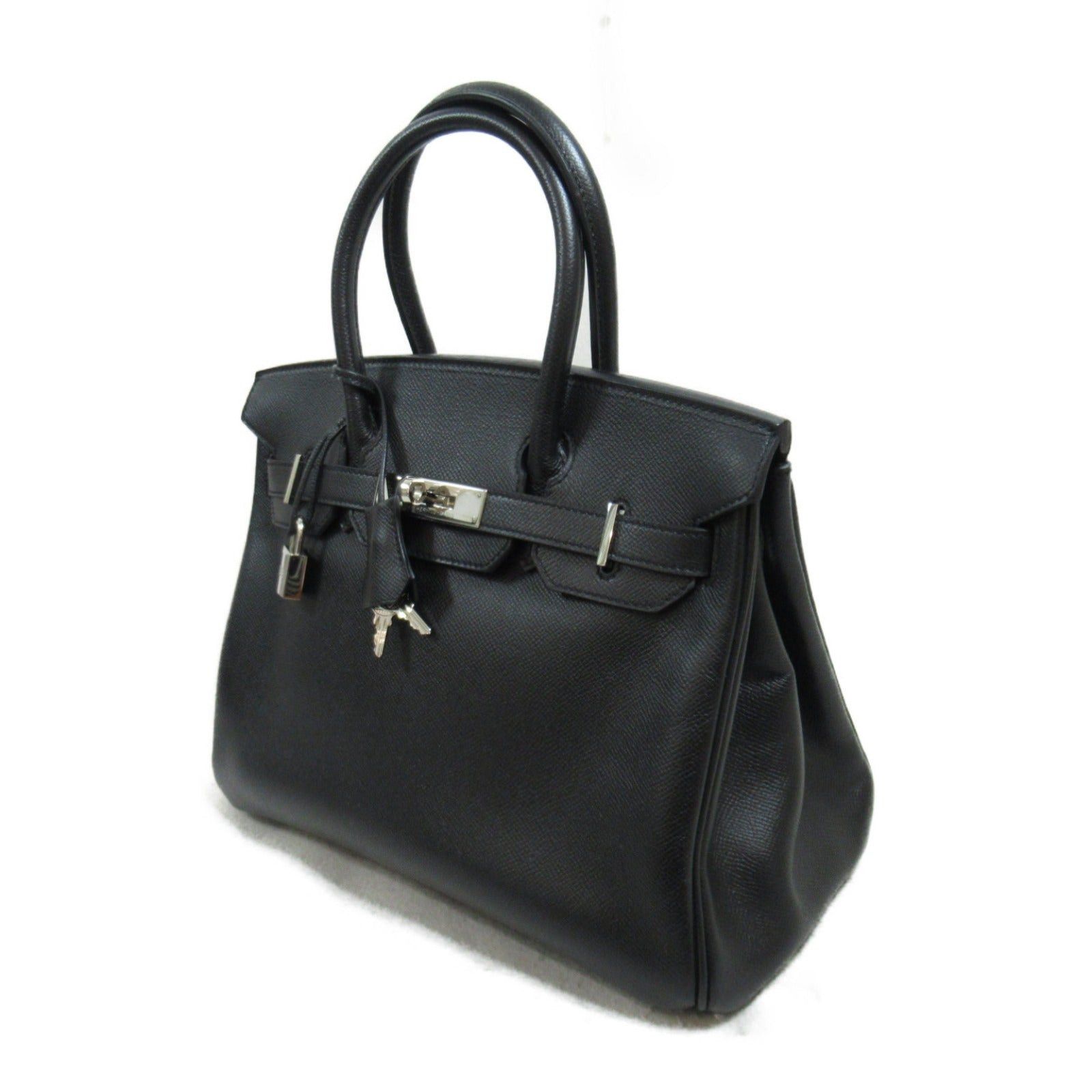 Hermes Hermes Birkin 30 Black Handbag Leather Veau Epsom (Hermes) Silver Hardware □O Stamp Size ONE SIZE - 3 Thumbnail
