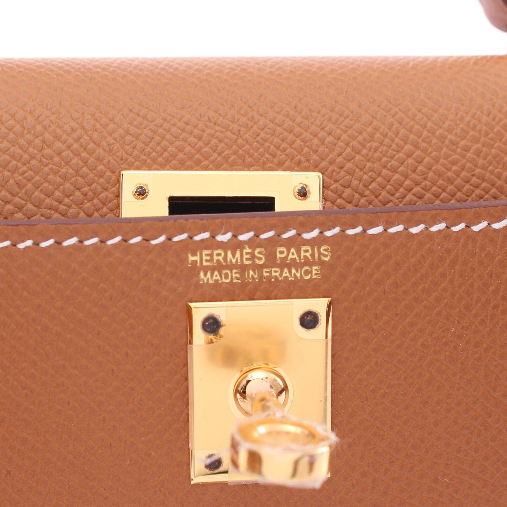 Hermes Hermes Mini Kelly 2 Gold Handbag Veau Epsom Light Brown Hardware Outside Sewing B Stamp Size ONE SIZE - 4 Thumbnail