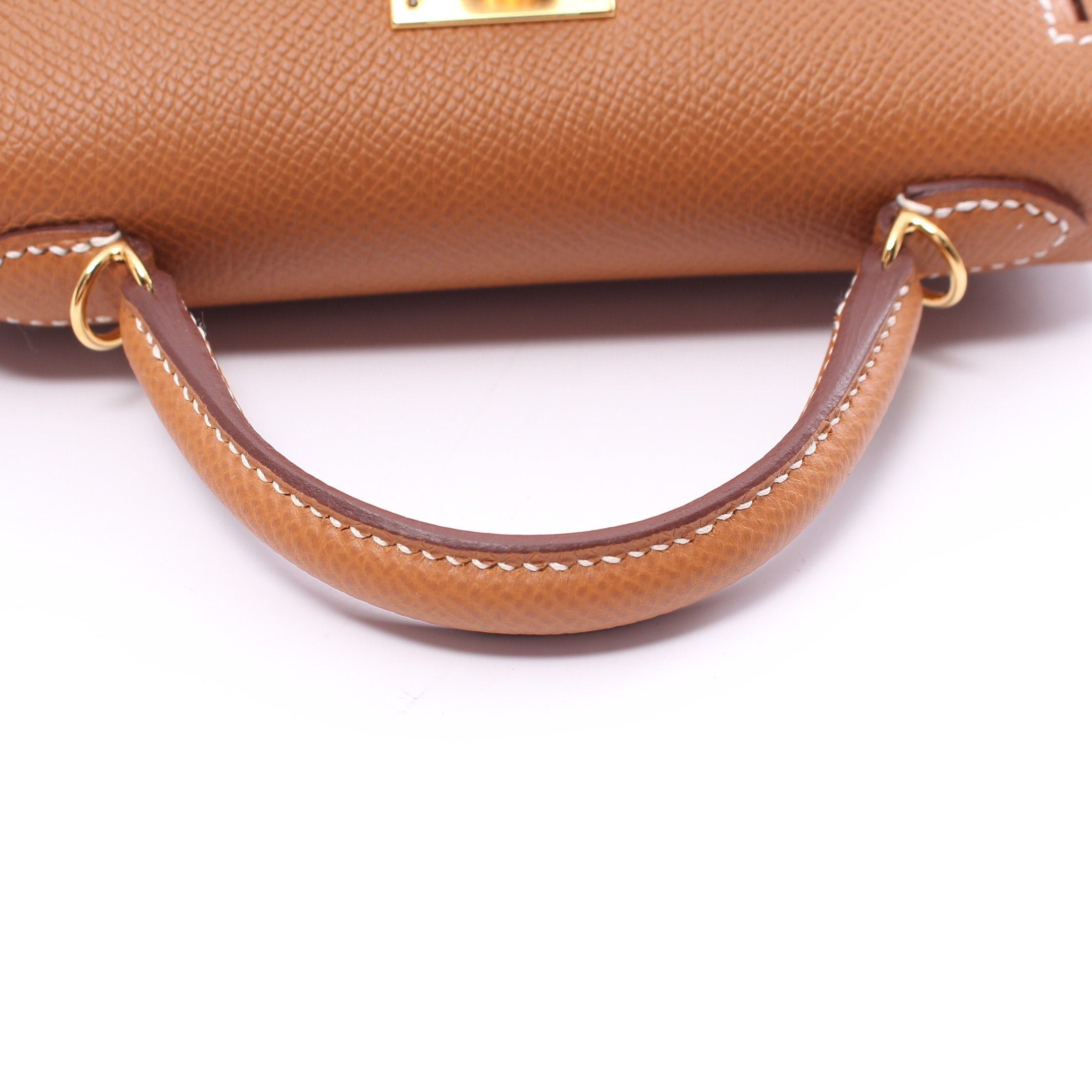 Hermes Hermes Mini Kelly 2 Gold Handbag Veau Epsom Light Brown Hardware Outside Sewing B Stamp Size ONE SIZE - 8 Thumbnail
