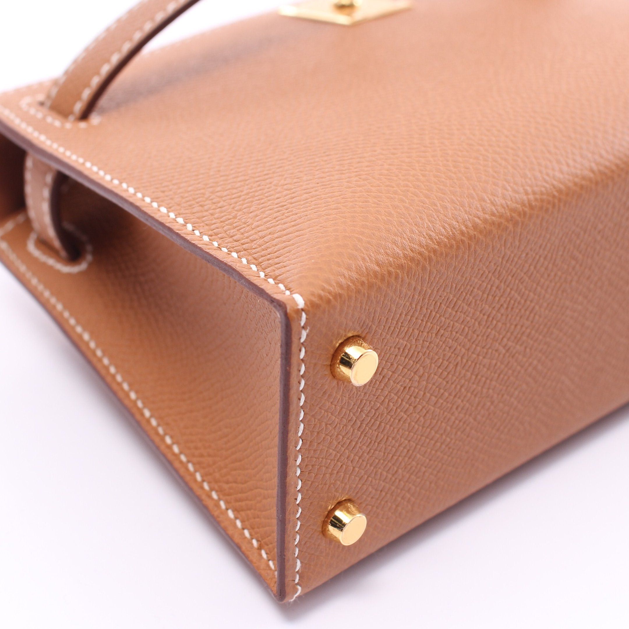 Hermes Hermes Mini Kelly 2 Gold Handbag Veau Epsom Light Brown Hardware Outside Sewing B Stamp Size ONE SIZE - 7 Thumbnail