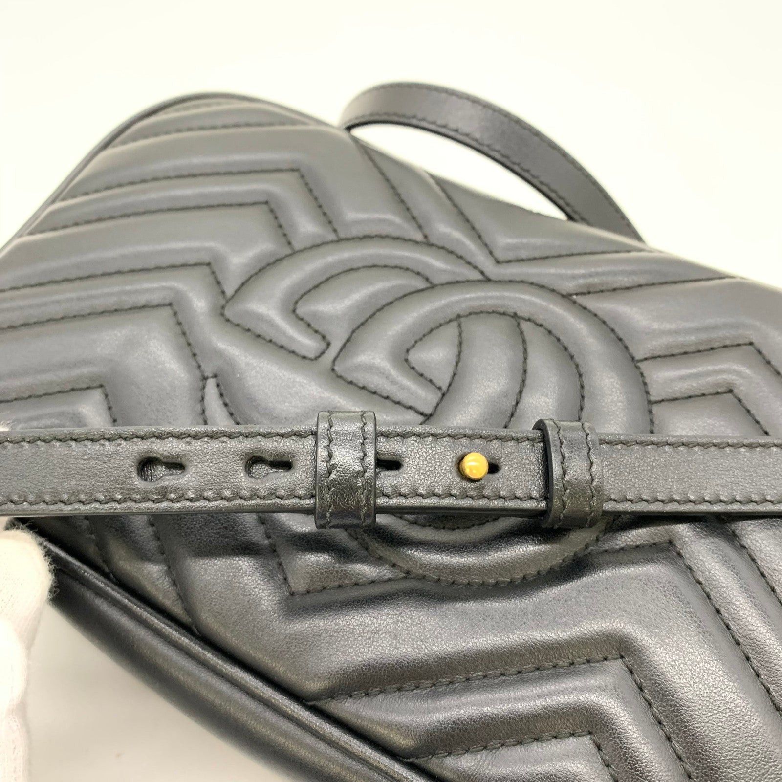 Gucci Gucci Gg Marmond Shoulder Bag Canvas Leather Beige Black Size ONE SIZE - 10 Thumbnail