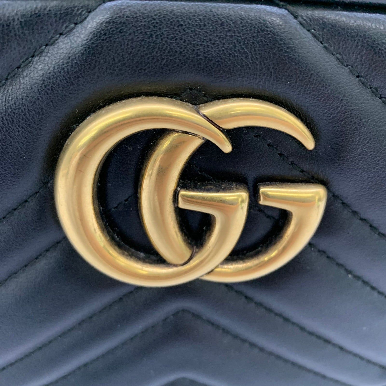 Gucci Gucci Gg Marmond Shoulder Bag Canvas Leather Beige Black Size ONE SIZE - 9 Thumbnail