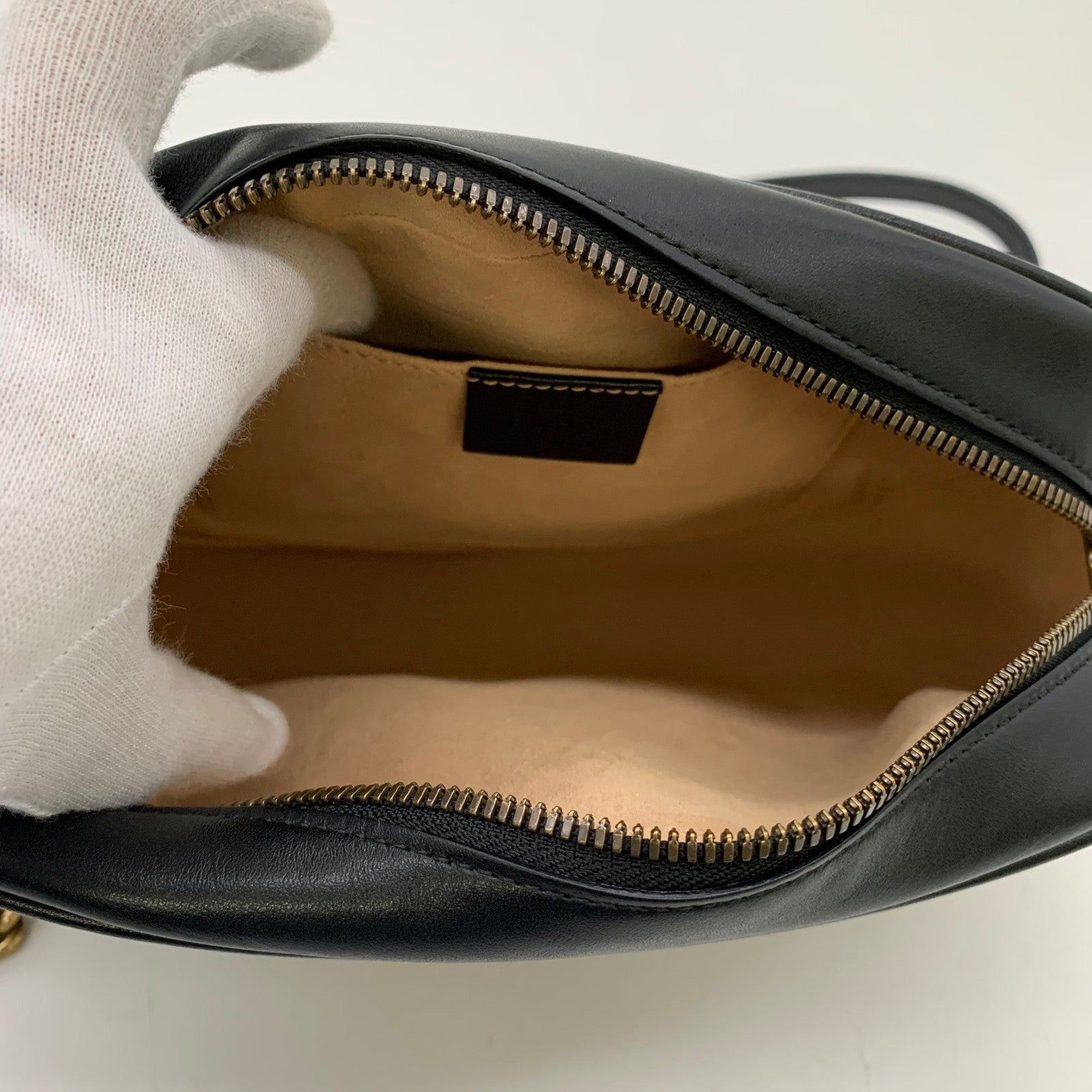 Gucci Gucci Gg Marmond Shoulder Bag Canvas Leather Beige Black Size ONE SIZE - 5 Thumbnail