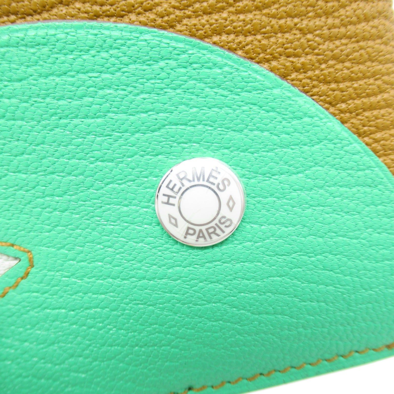Hermes Hermes Card Case Poisson Vert Comics Leather Chevre Green Silver Hardware B Stamp Size ONE SIZE - 7 Thumbnail