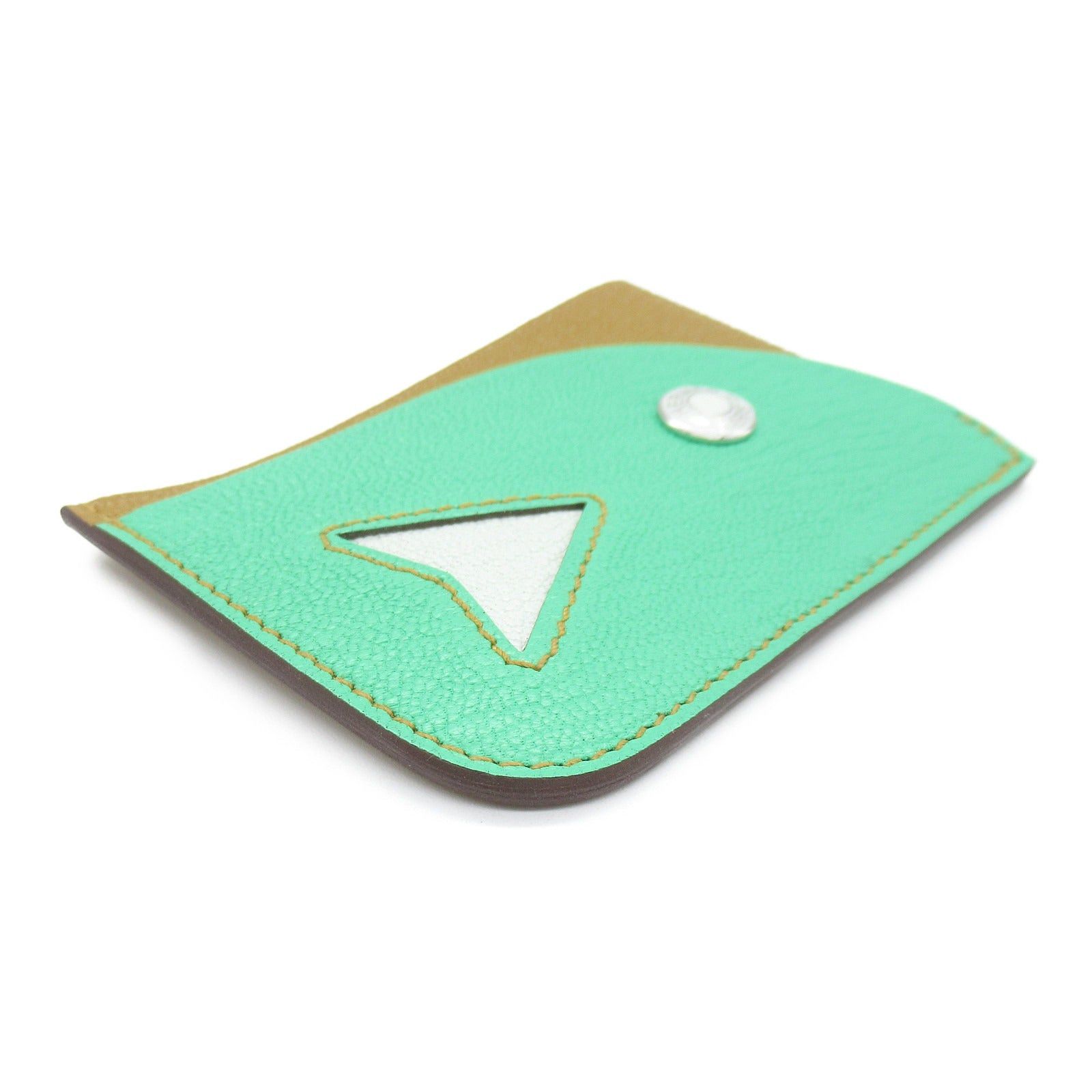 Hermes Hermes Card Case Poisson Vert Comics Leather Chevre Green Silver Hardware B Stamp Size ONE SIZE - 3 Thumbnail