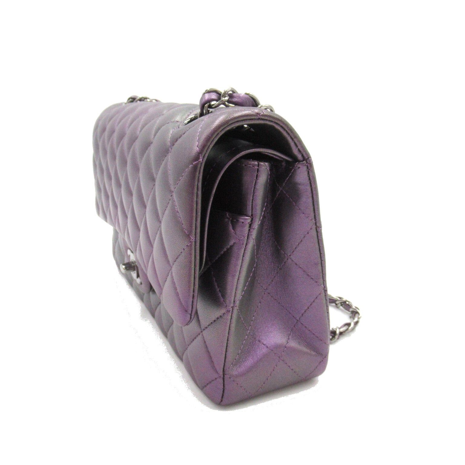 Chanel Chanel Matelasse Double Flap Chain Shoulder Bag Lambskin (Sheepskin) Purple Metallic Silver Hardware Size ONE SIZE - 3 Thumbnail