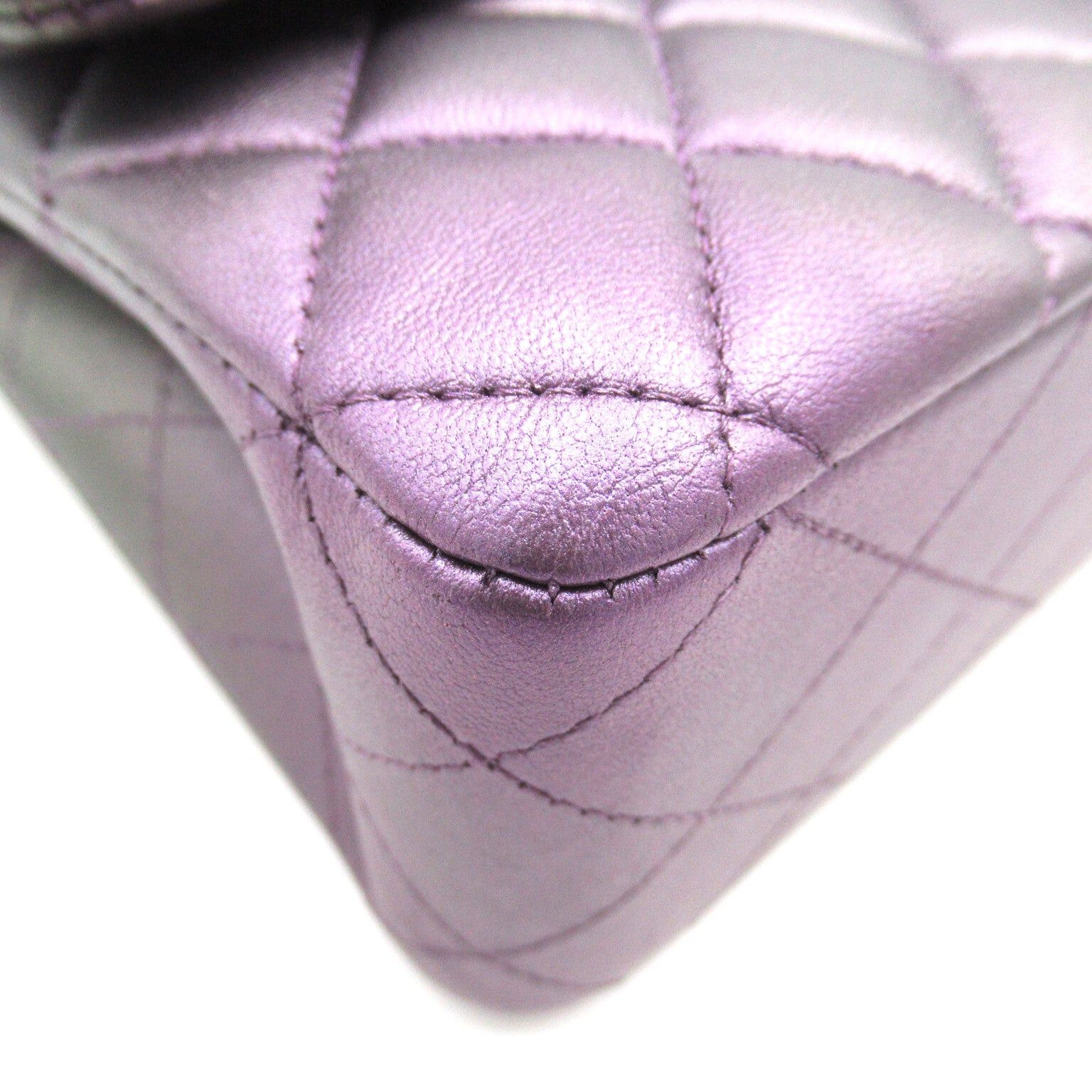 Chanel Chanel Matelasse Double Flap Chain Shoulder Bag Lambskin (Sheepskin) Purple Metallic Silver Hardware Size ONE SIZE - 16 Thumbnail