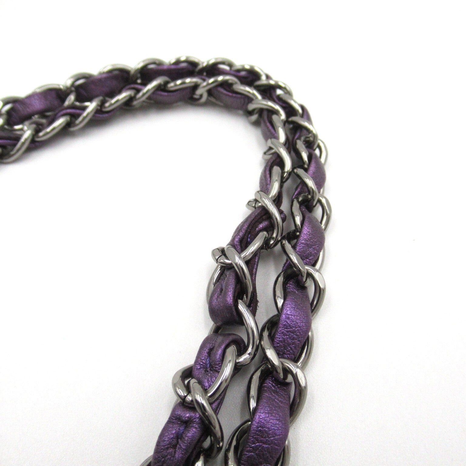Chanel Chanel Matelasse Double Flap Chain Shoulder Bag Lambskin (Sheepskin) Purple Metallic Silver Hardware Size ONE SIZE - 14 Thumbnail