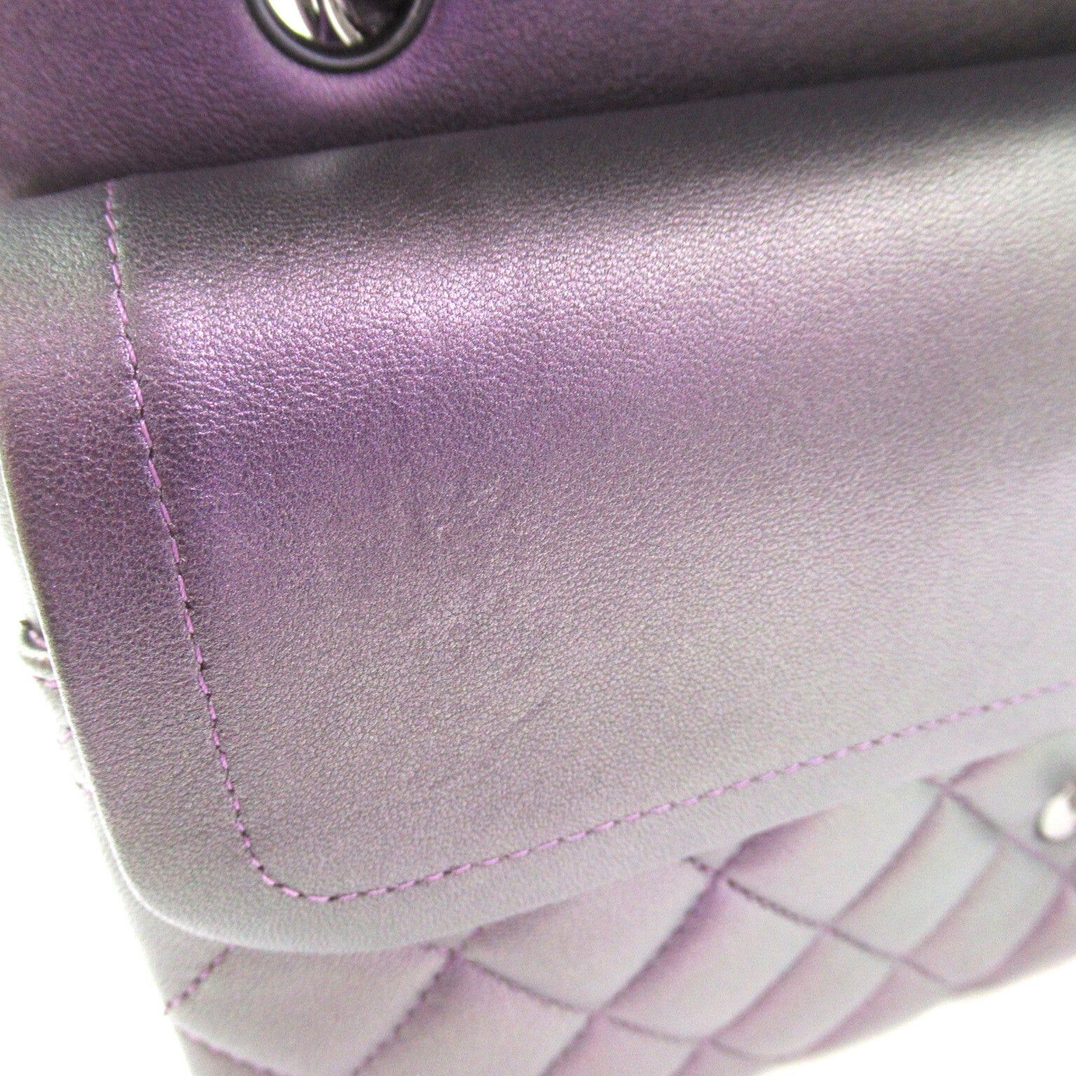 Chanel Chanel Matelasse Double Flap Chain Shoulder Bag Lambskin (Sheepskin) Purple Metallic Silver Hardware Size ONE SIZE - 12 Thumbnail