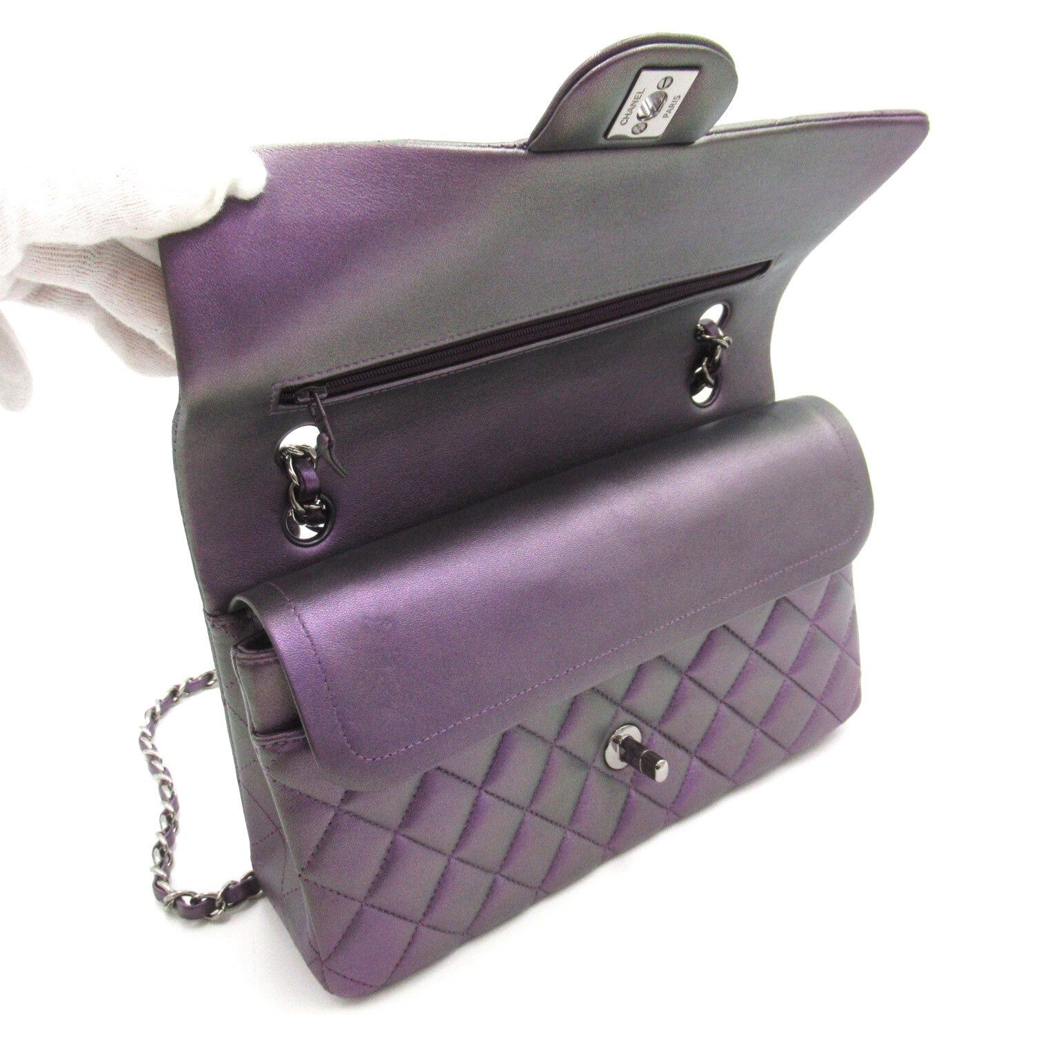 Chanel Chanel Matelasse Double Flap Chain Shoulder Bag Lambskin (Sheepskin) Purple Metallic Silver Hardware Size ONE SIZE - 4 Thumbnail
