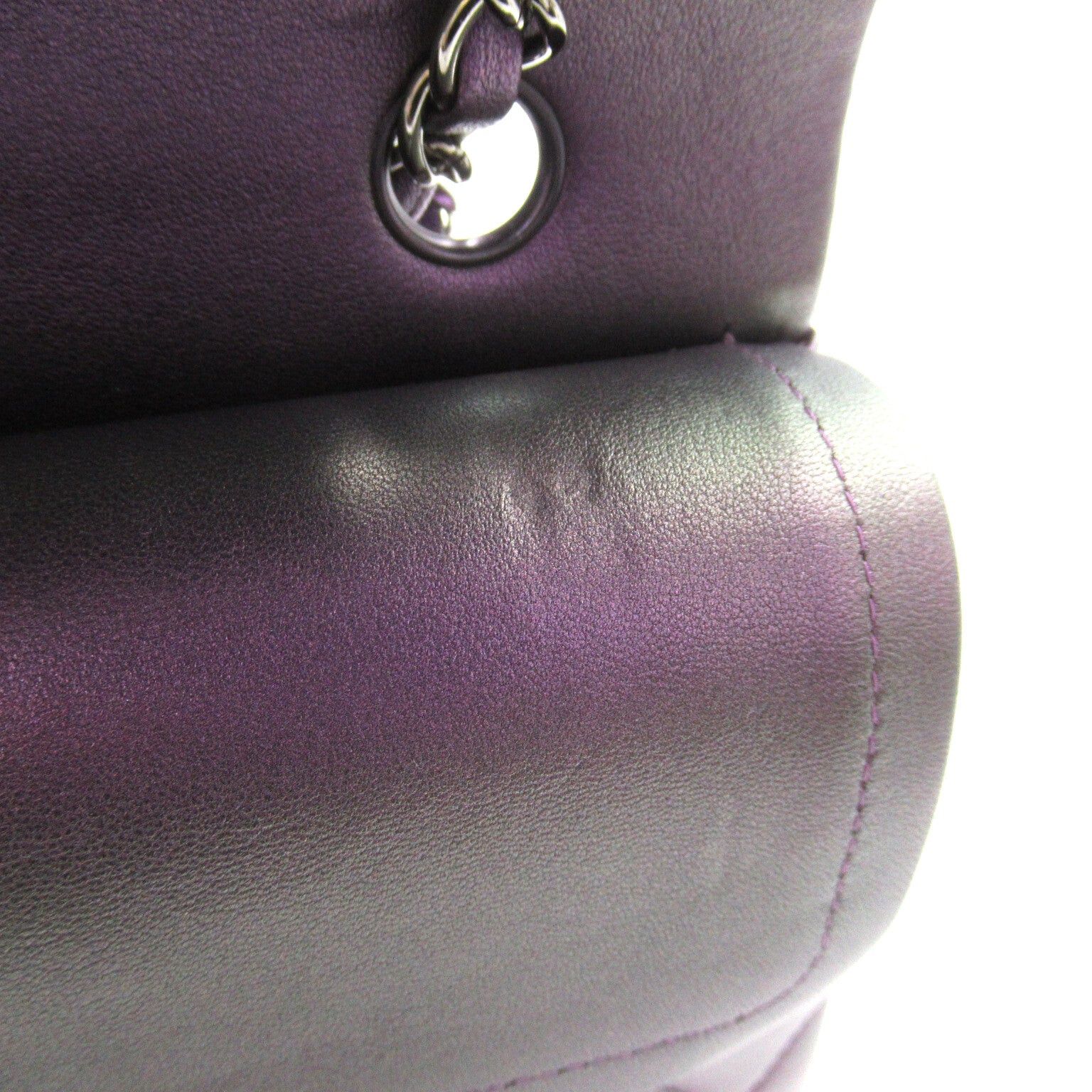 Chanel Chanel Matelasse Double Flap Chain Shoulder Bag Lambskin (Sheepskin) Purple Metallic Silver Hardware Size ONE SIZE - 13 Thumbnail